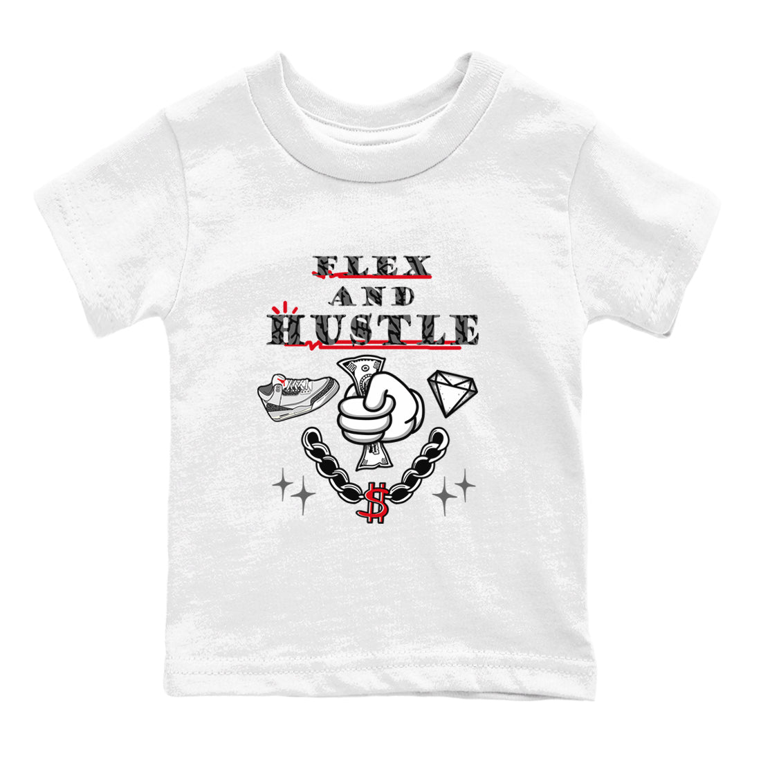 Flex And Hustle snkmatch Tees Kids - Air Jordan 3 Cement Grey