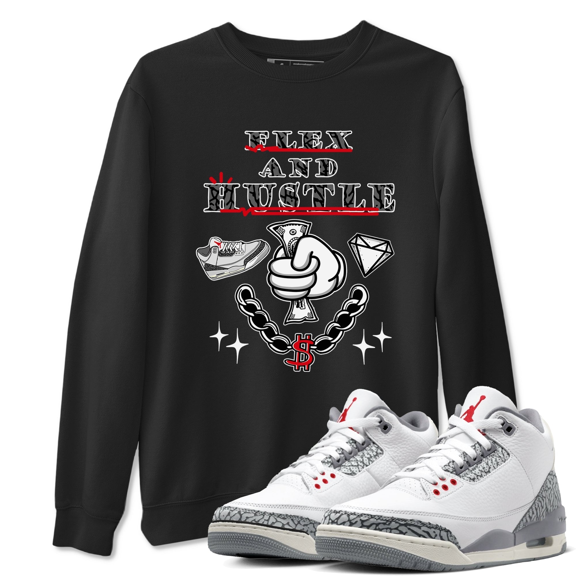 Flex And Hustle snkmatch Tees - Air Jordan 3 Cement Grey
