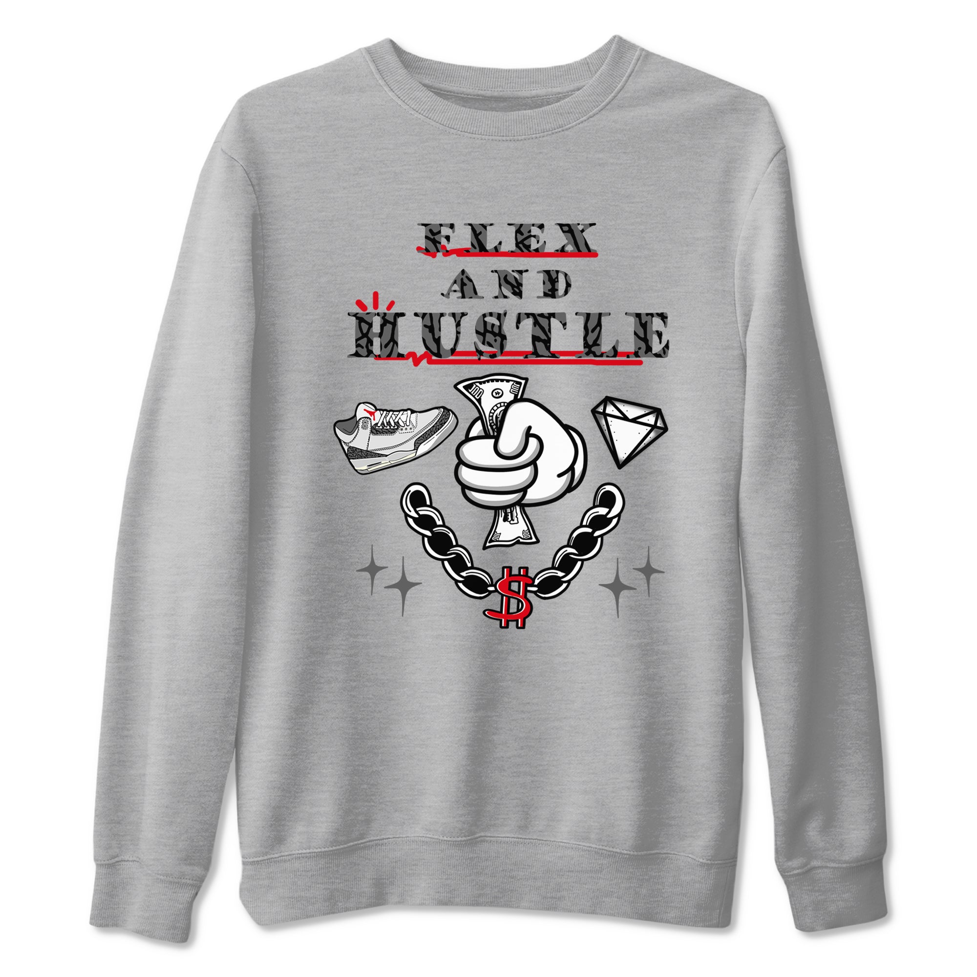 Flex And Hustle snkmatch Tees - Air Jordan 3 Cement Grey