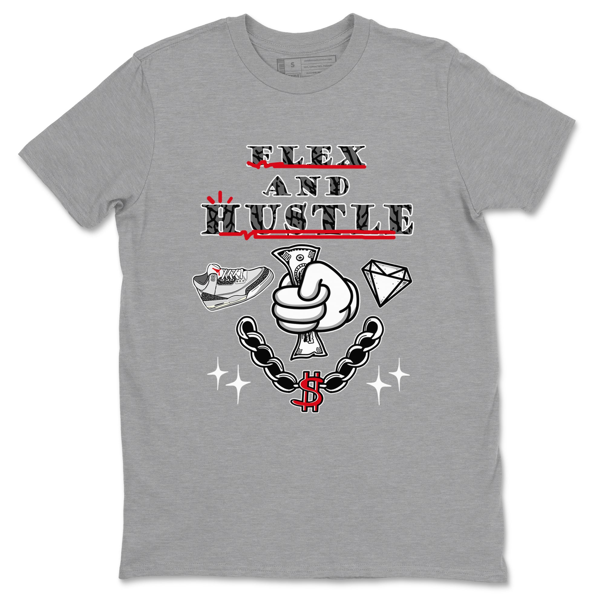Flex And Hustle snkmatch Tees - Air Jordan 3 Cement Grey