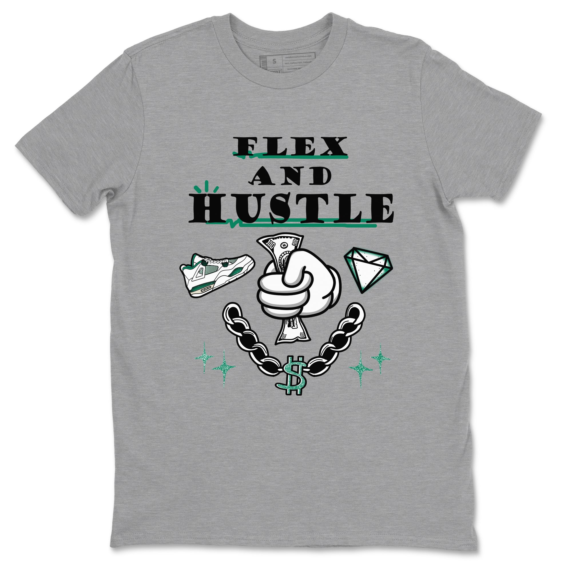 Flex And Hustle snkmatch Tees - Air Jordan 4 Oxidized Green