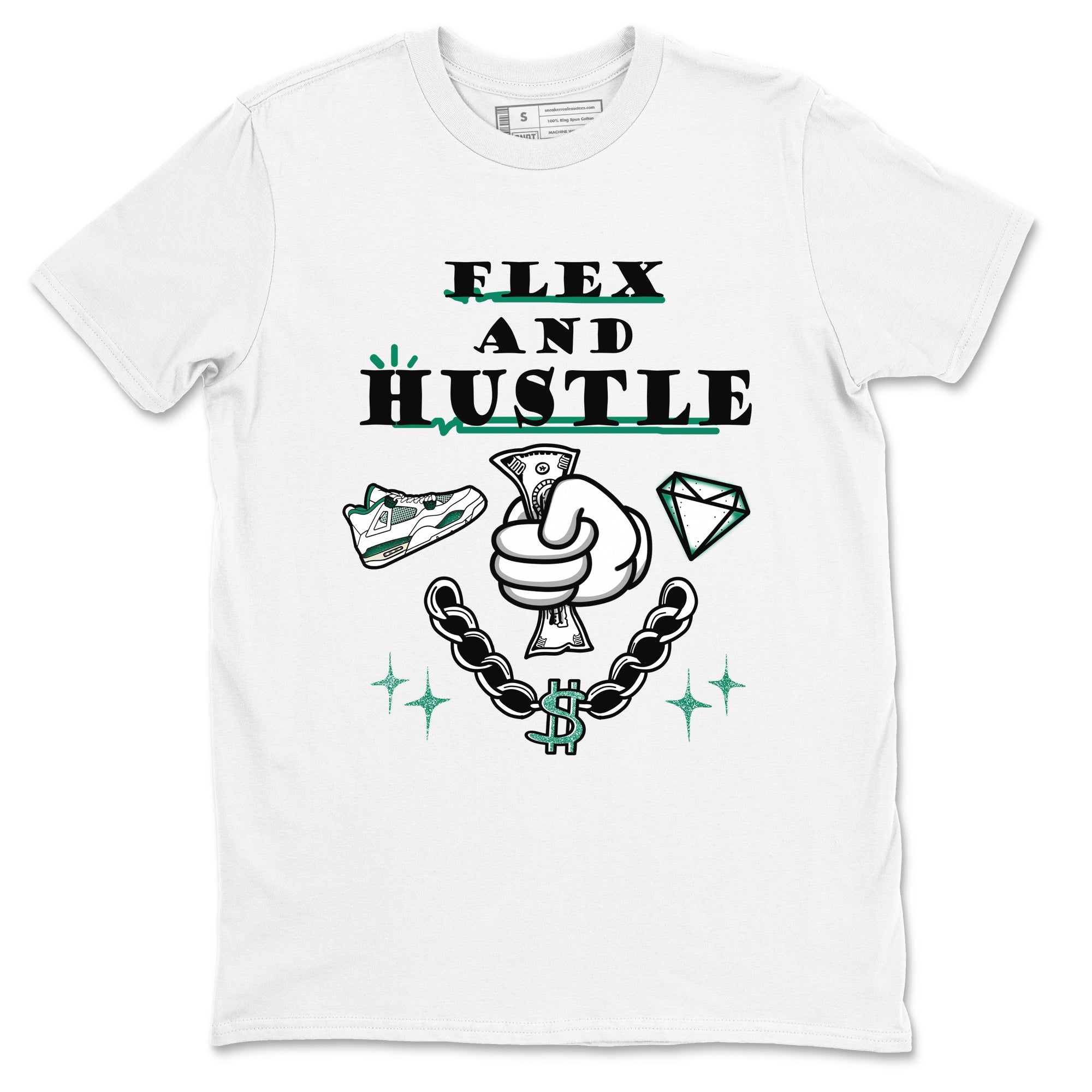 Flex And Hustle snkmatch Tees - Air Jordan 4 Oxidized Green