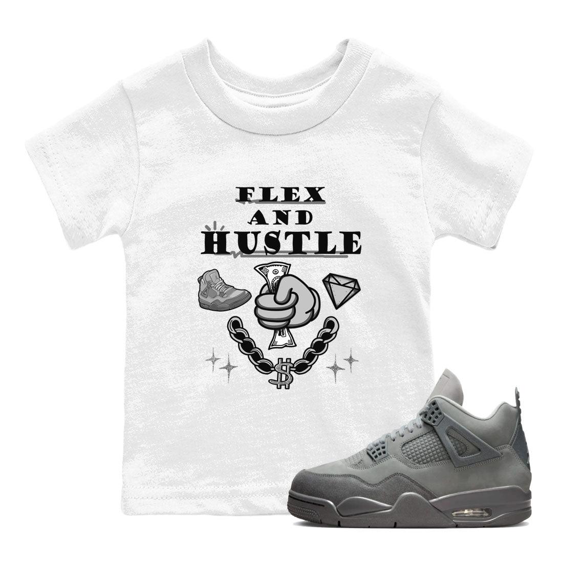 Flex And Hustle snkmatch Tees Kids - Air Jordan 4 Wet Cement