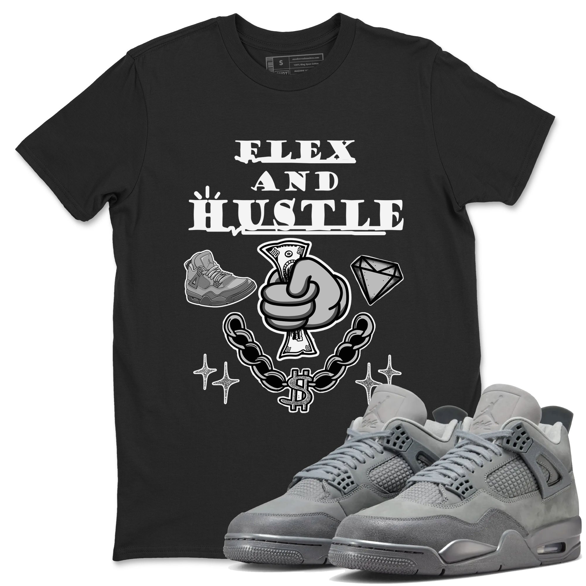 Flex And Hustle snkmatch Tees - Air Jordan 4 Wet Cement
