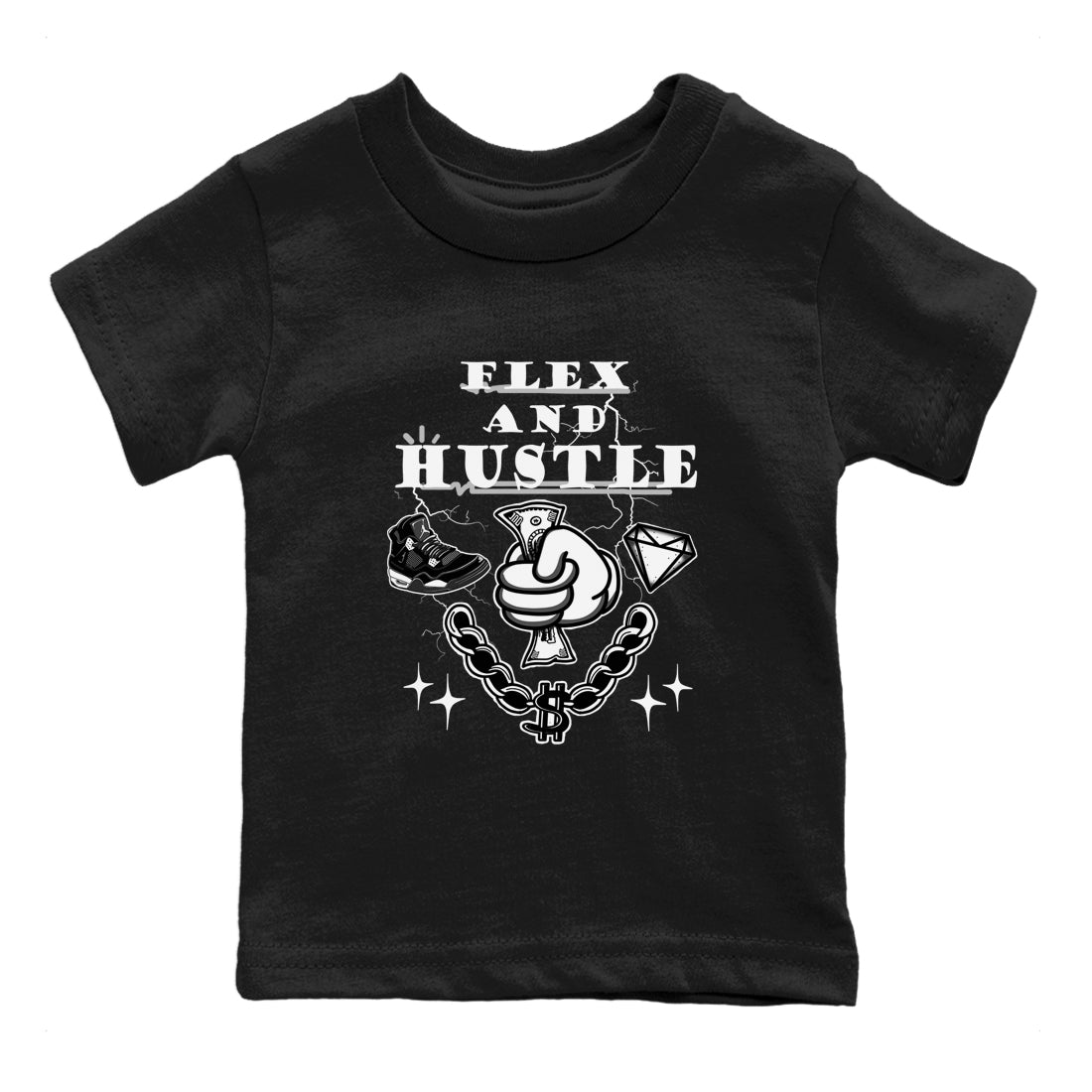 Flex And Hustle snkmatch Tees Kids - Air Jordan 4 White Thunder