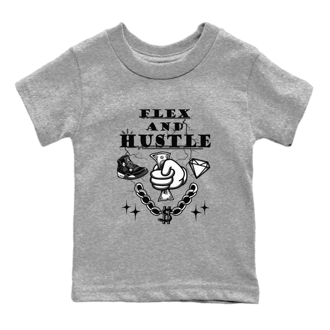 Flex And Hustle snkmatch Tees Kids - Air Jordan 4 White Thunder