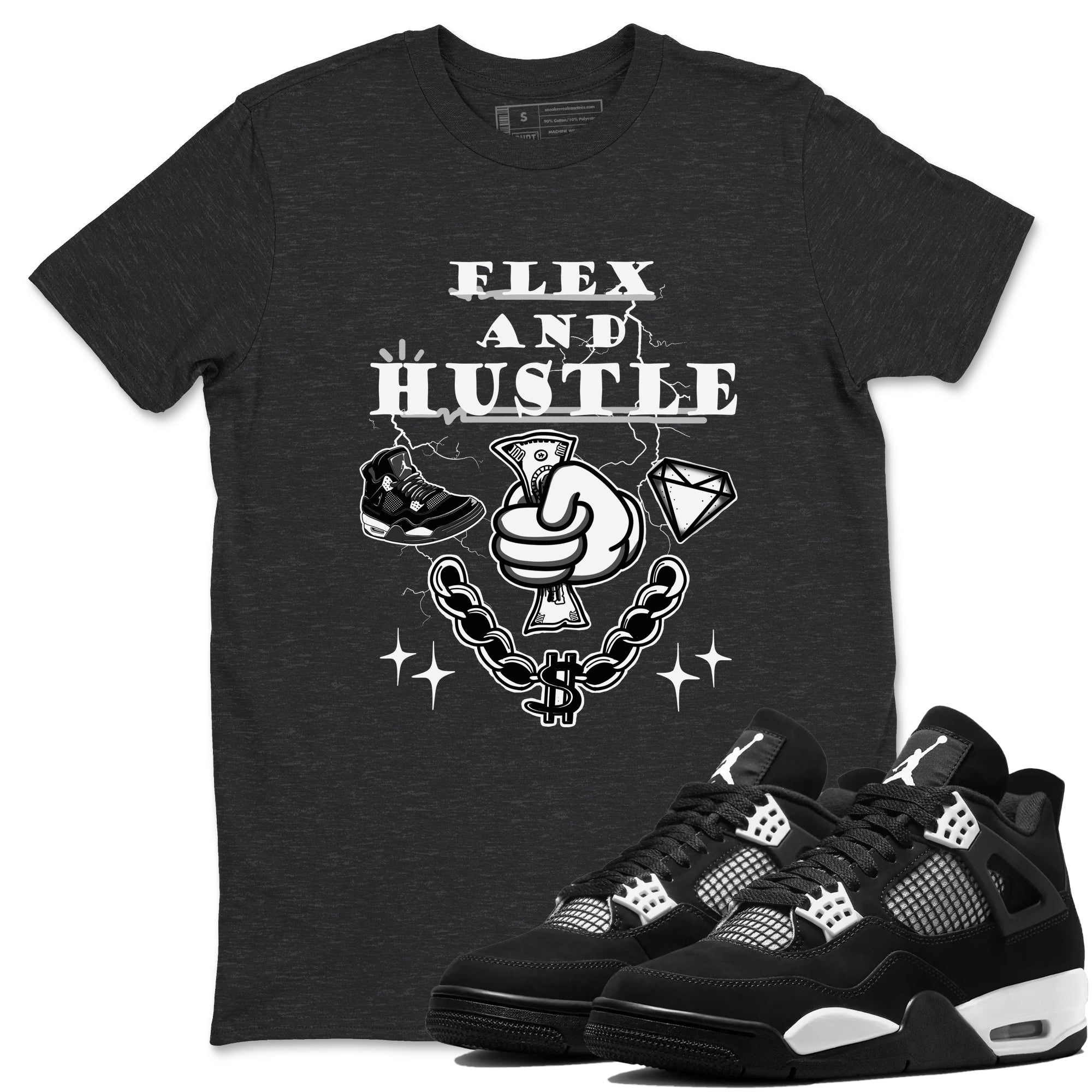 Flex And Hustle snkmatch Tees - Air Jordan 4 White Thunder
