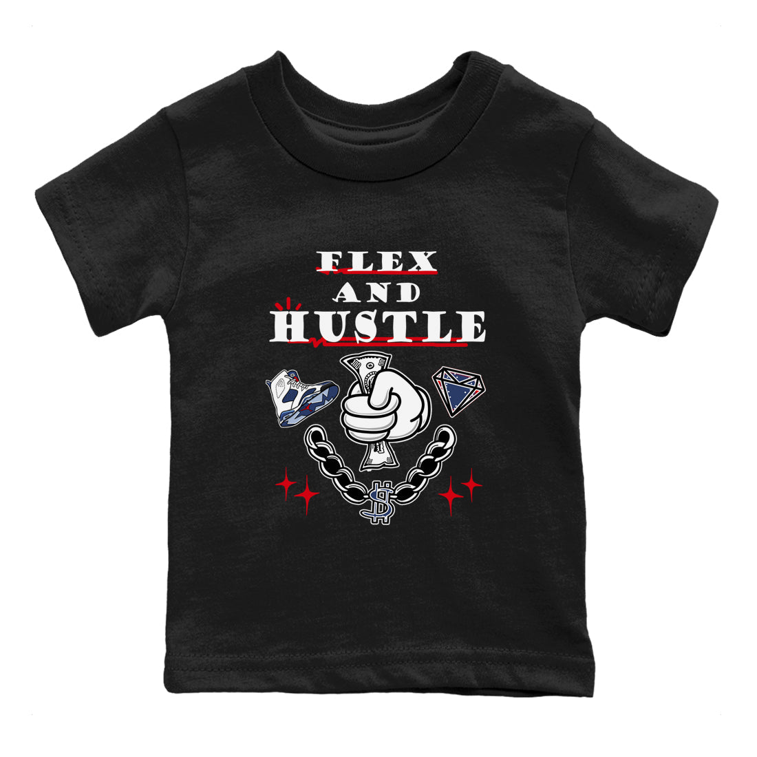 Flex And Hustle snkmatch Tees Kids - Air Jordan 6 White And Midnight Navy