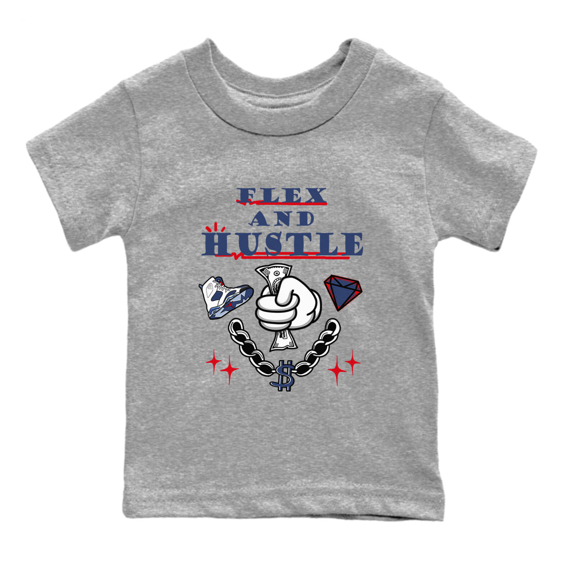 Flex And Hustle snkmatch Tees Kids - Air Jordan 6 White And Midnight Navy