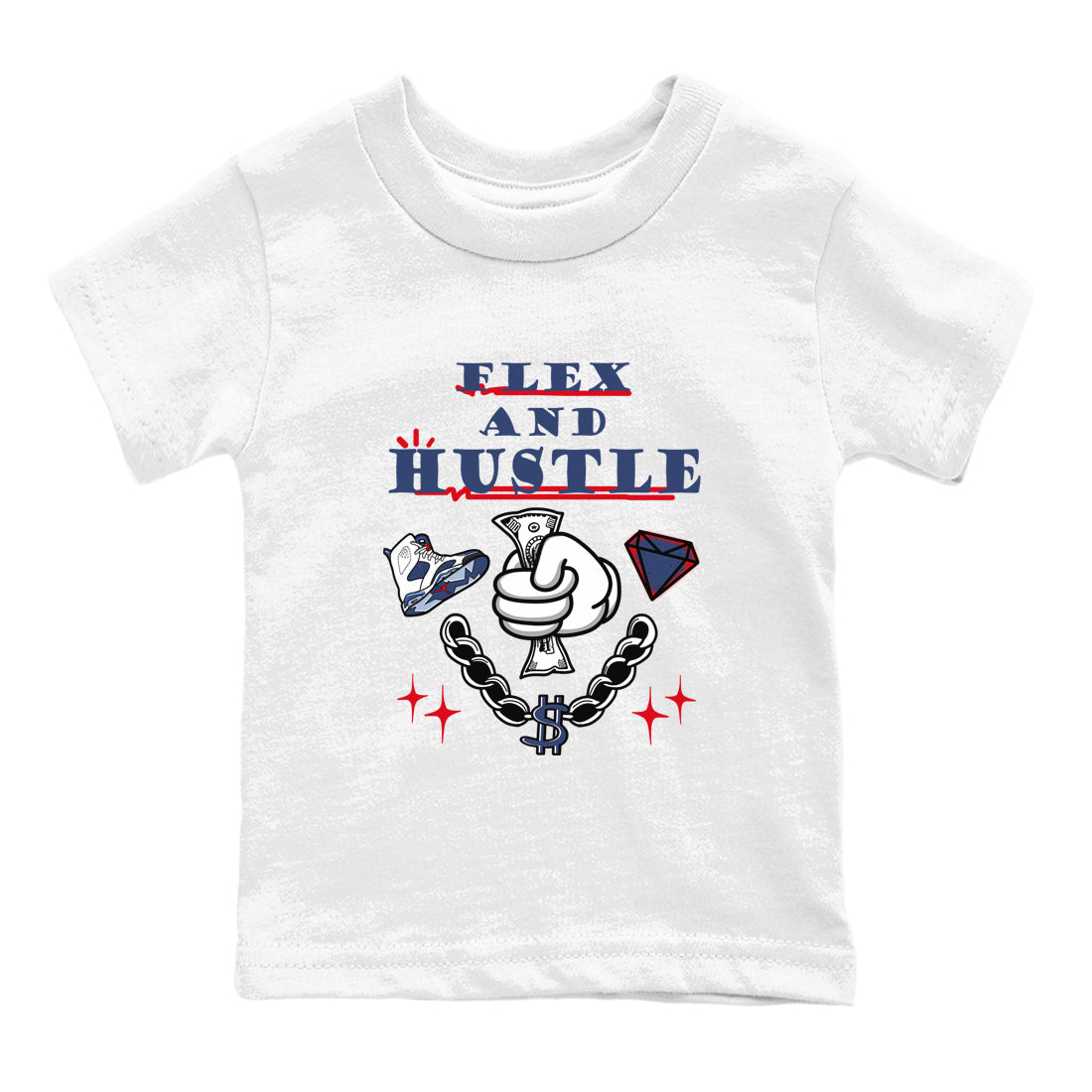 Flex And Hustle snkmatch Tees Kids - Air Jordan 6 White And Midnight Navy