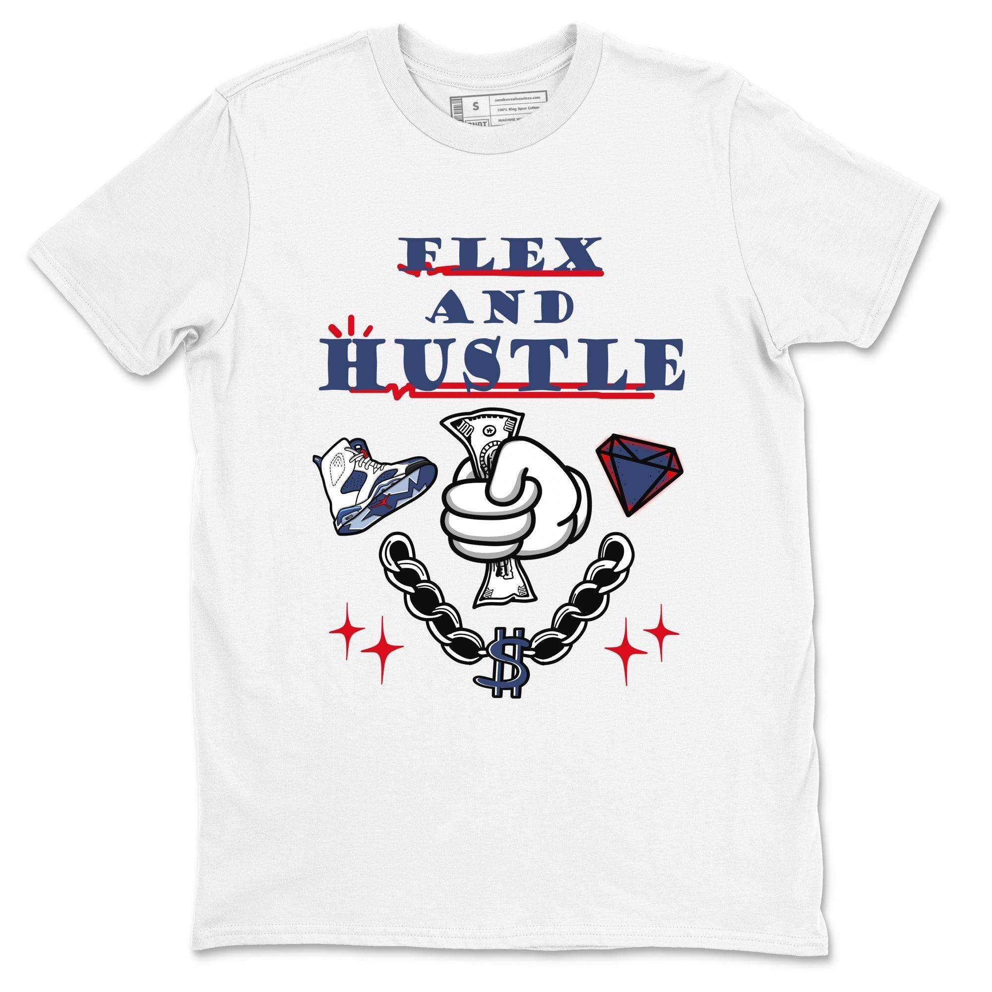 Flex And Hustle snkmatch Tees - Air Jordan 6 White And Midnight Navy