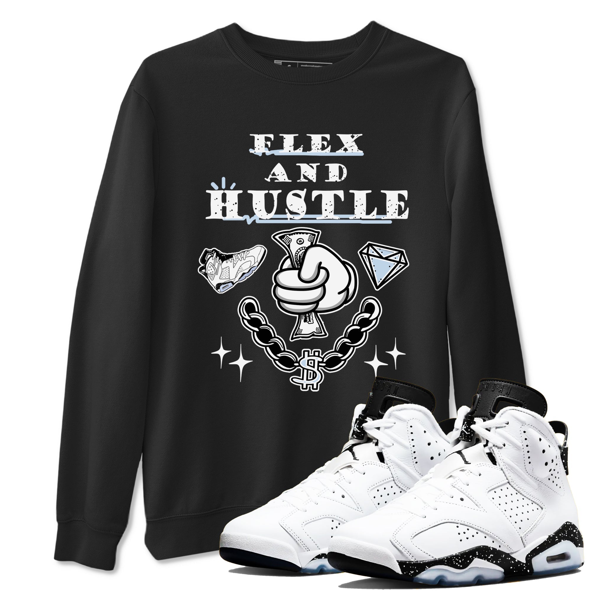 Flex And Hustle snkmatch Tees - Air Jordan 6 White Black