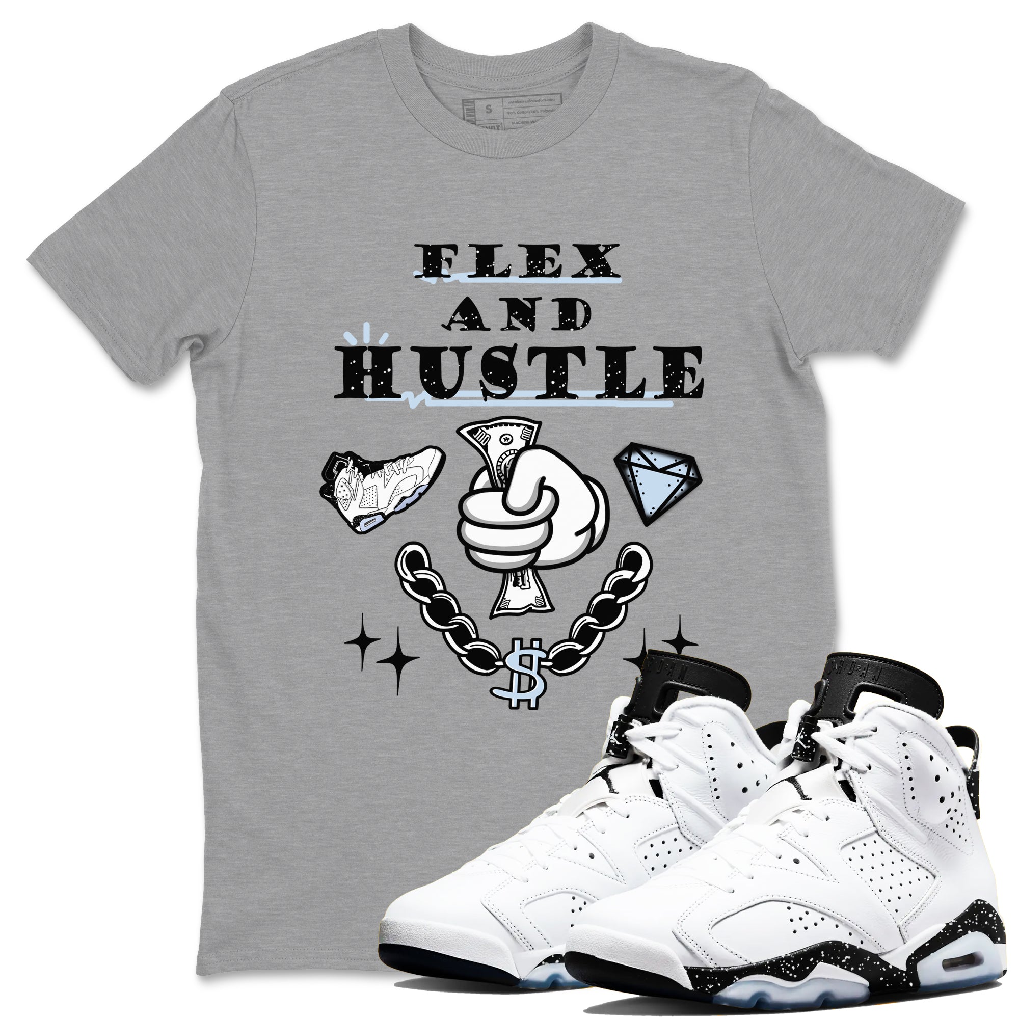 Flex And Hustle snkmatch Tees - Air Jordan 6 White Black