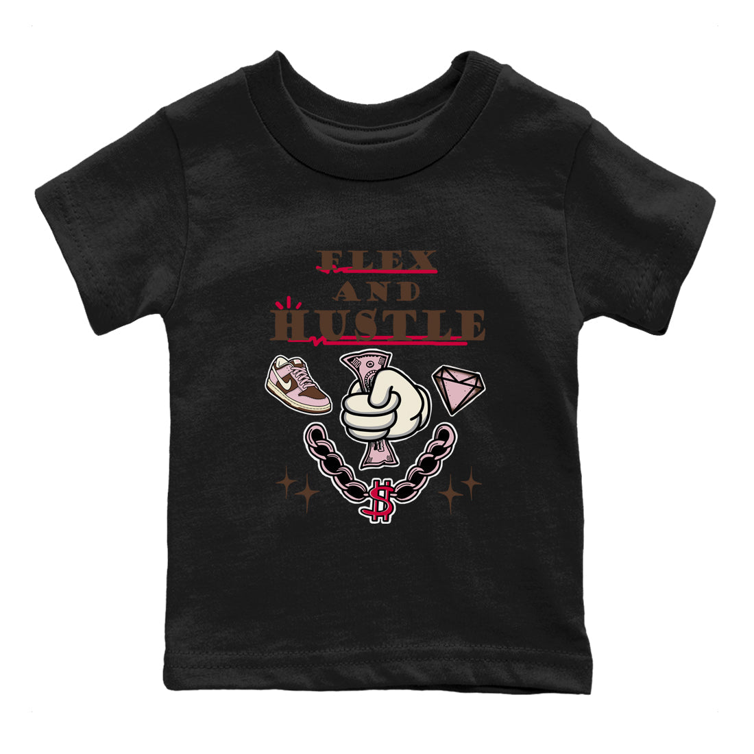 Flex And Hustle snkmatch Tees Kids - Dunk Cacao Wow And Pink Foam
