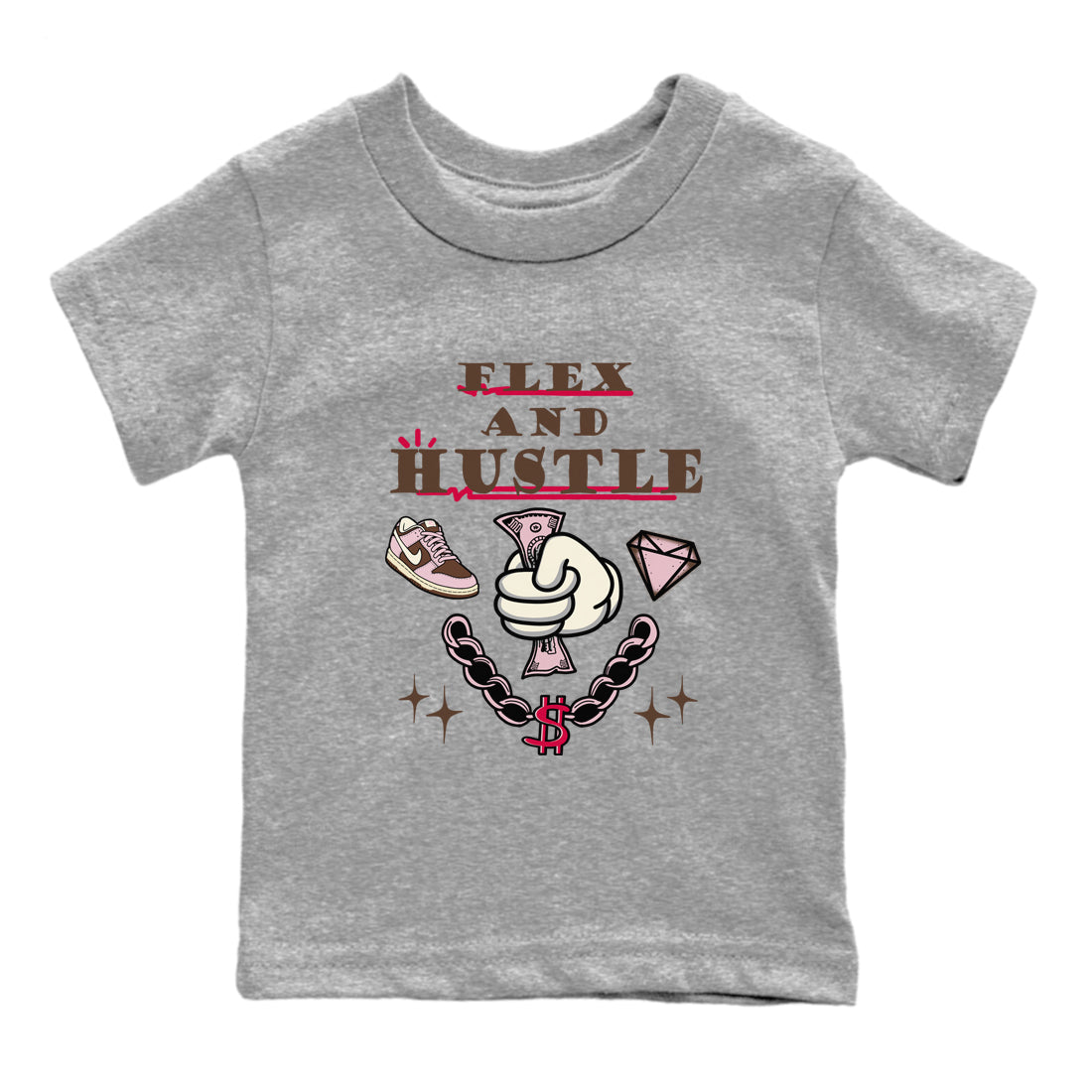 Flex And Hustle snkmatch Tees Kids - Dunk Cacao Wow And Pink Foam