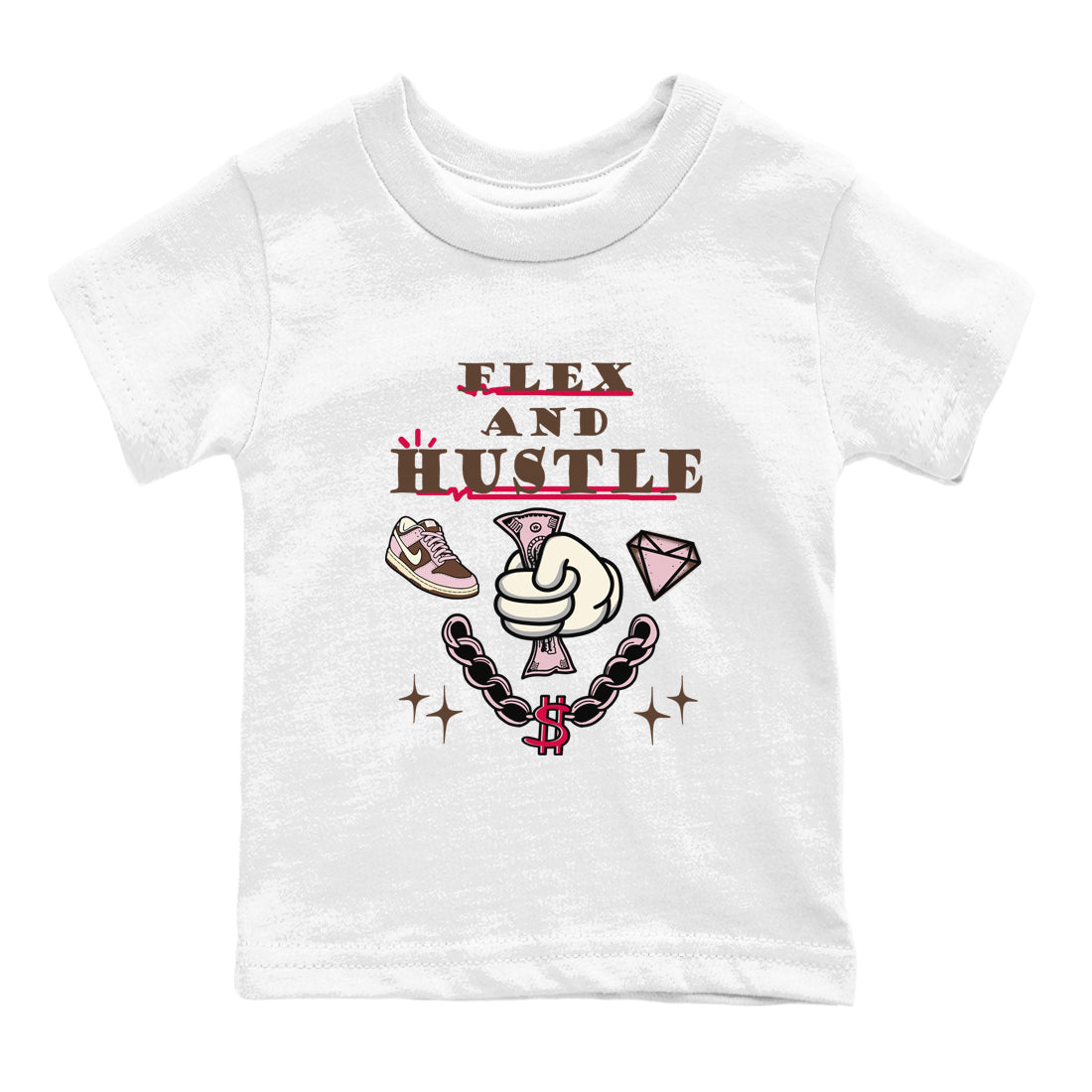 Flex And Hustle snkmatch Tees Kids - Dunk Cacao Wow And Pink Foam