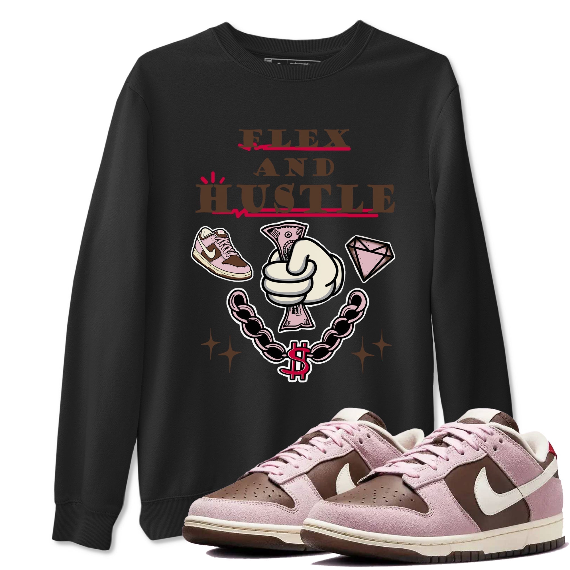 Flex And Hustle snkmatch Tees - Dunk Cacao Wow And Pink Foam
