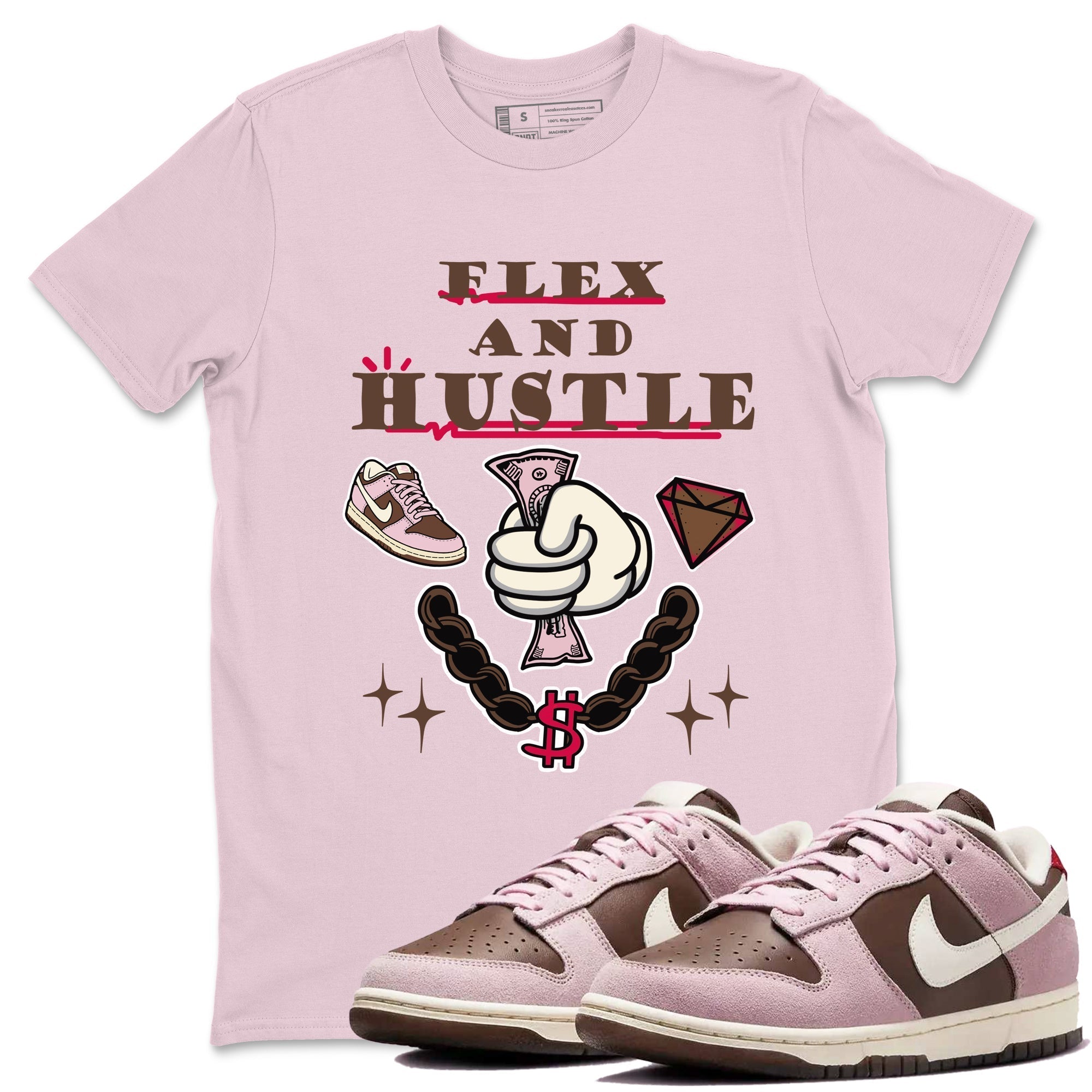 Flex And Hustle snkmatch Tees - Dunk Cacao Wow And Pink Foam