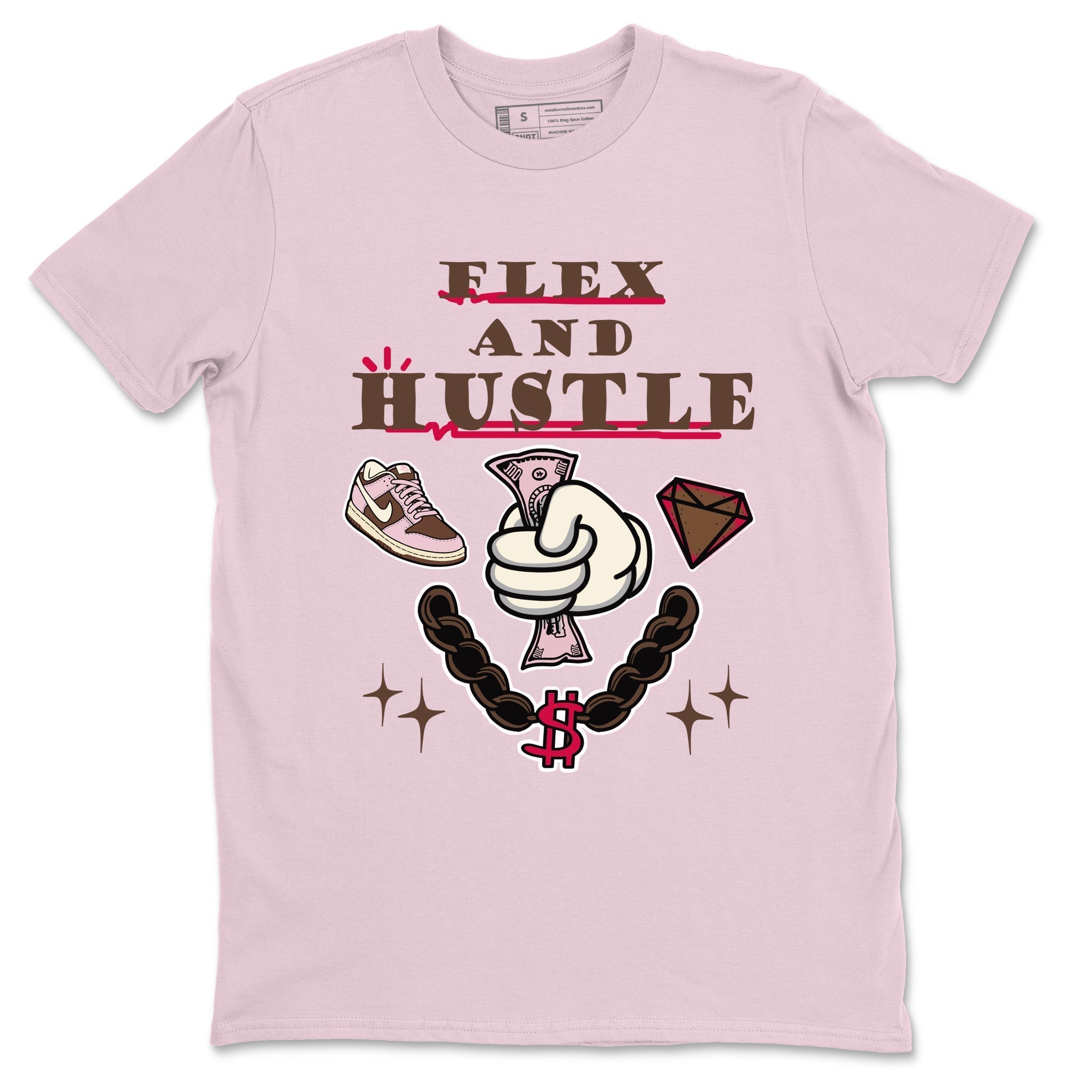 Flex And Hustle snkmatch Tees - Dunk Cacao Wow And Pink Foam