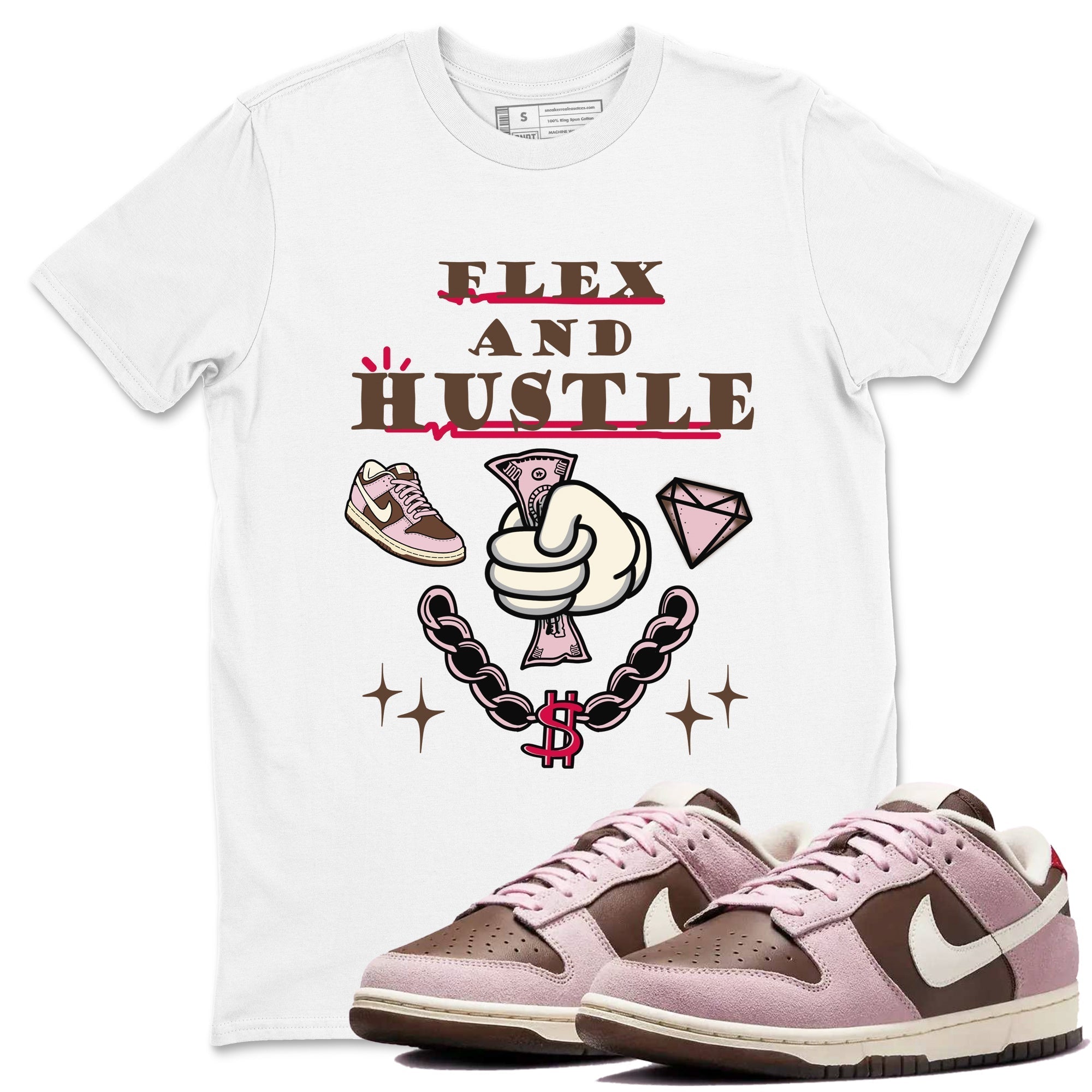 Flex And Hustle snkmatch Tees - Dunk Cacao Wow And Pink Foam