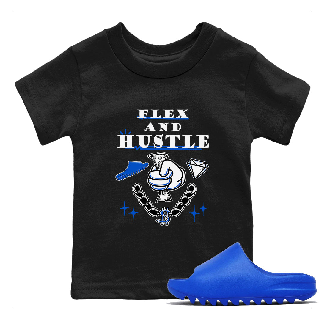 Flex And Hustle snkmatch Tees Kids - Yeezy Slide Azure