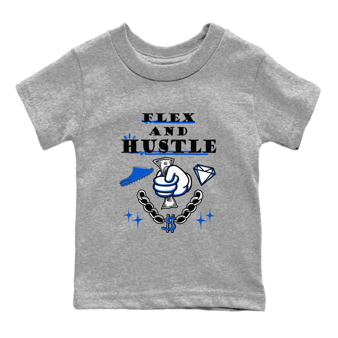 Flex And Hustle snkmatch Tees Kids - Yeezy Slide Azure