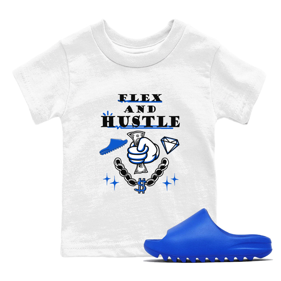 Flex And Hustle snkmatch Tees Kids - Yeezy Slide Azure