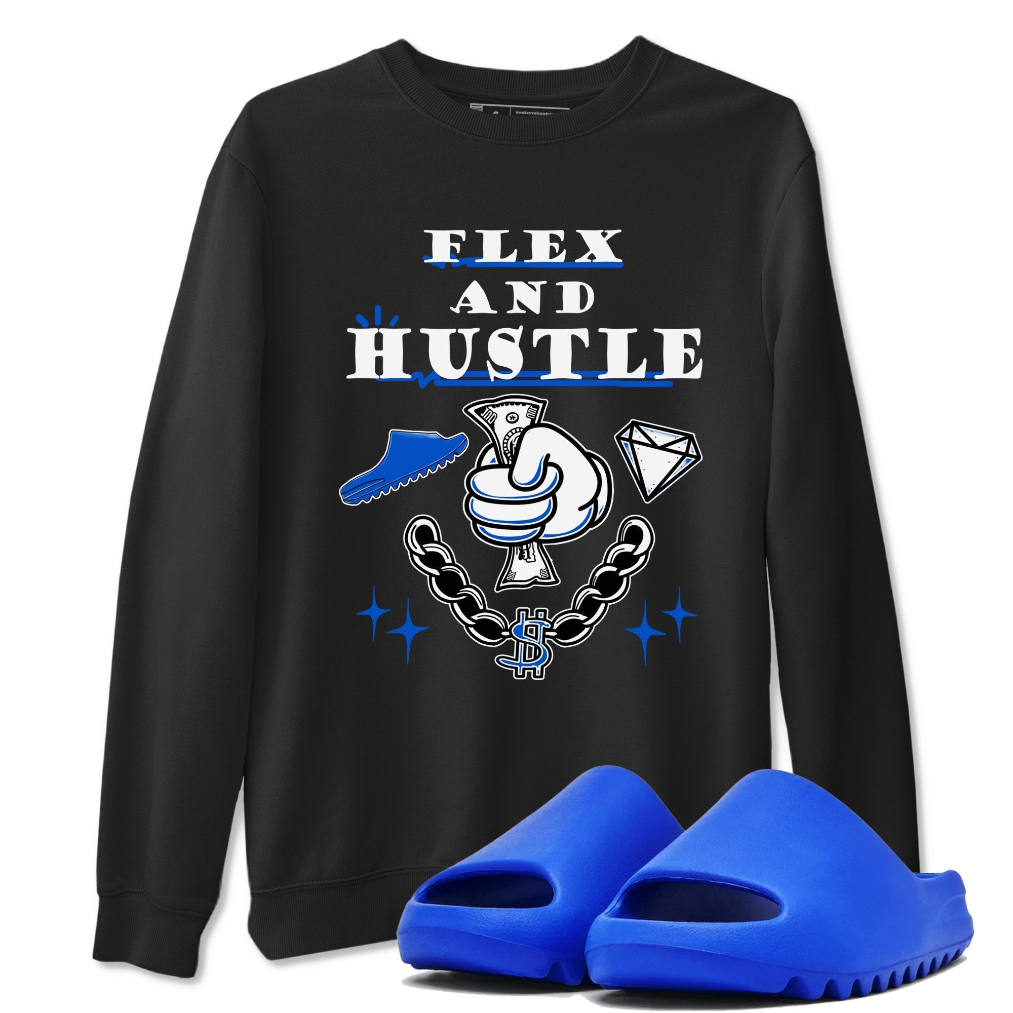 Flex And Hustle snkmatch Tees - Yeezy Slide Azure