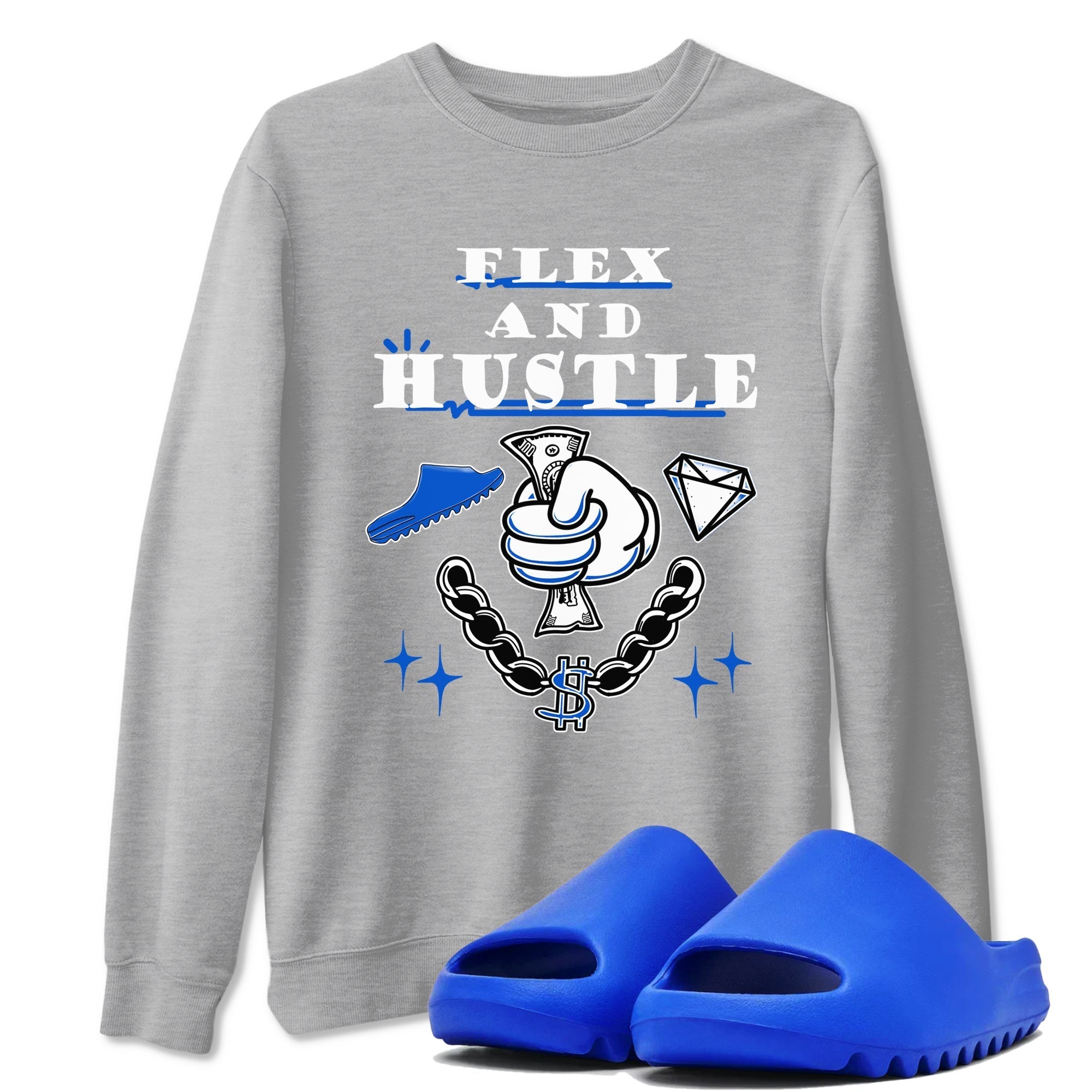 Flex And Hustle snkmatch Tees - Yeezy Slide Azure