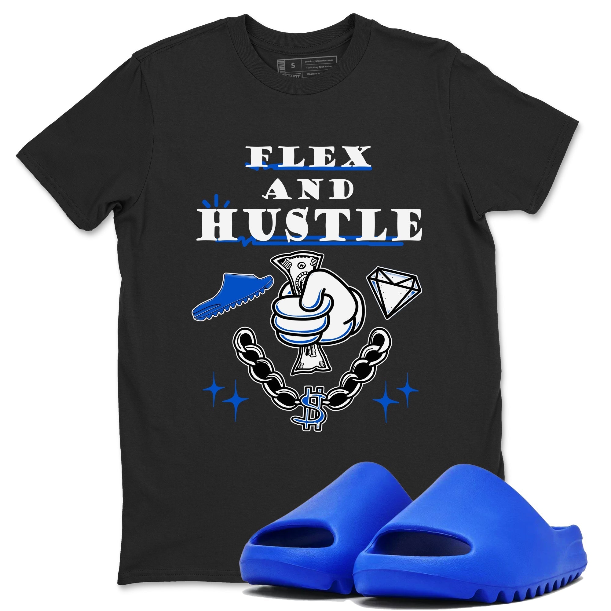 Flex And Hustle snkmatch Tees - Yeezy Slide Azure