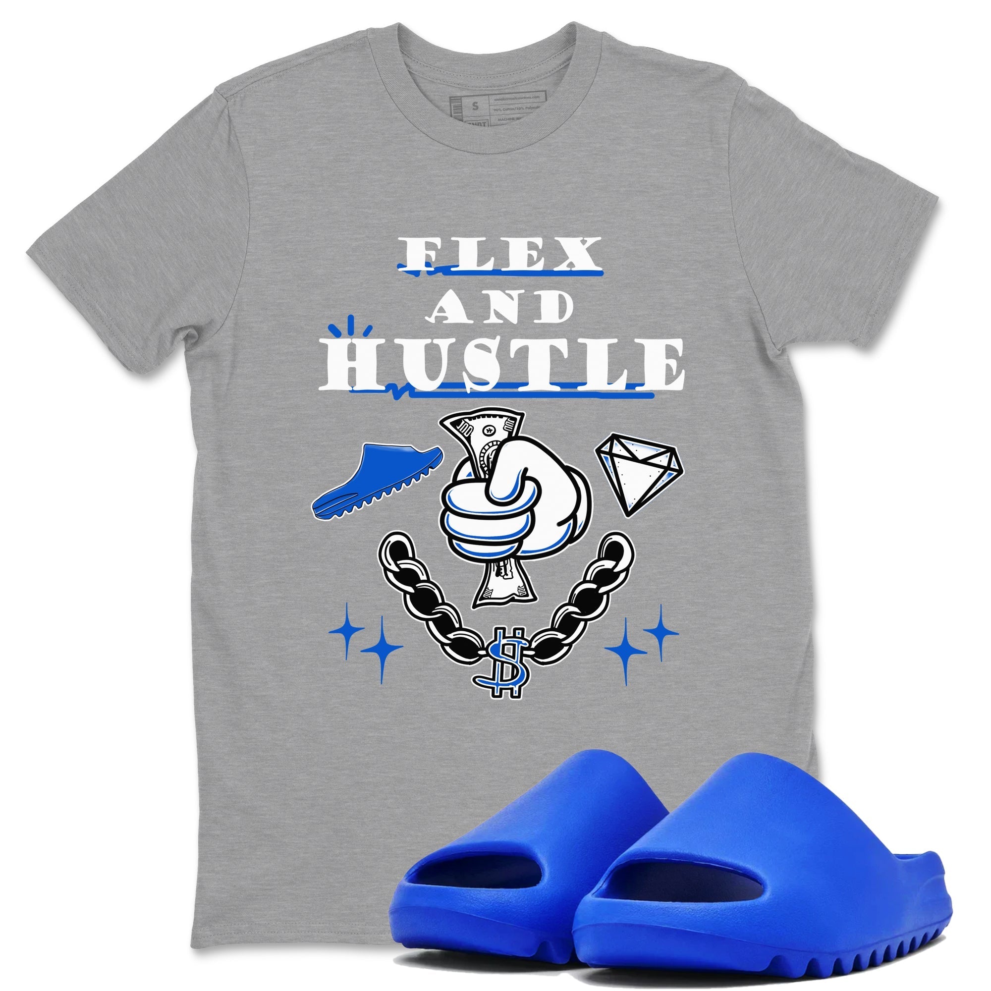 Flex And Hustle snkmatch Tees - Yeezy Slide Azure