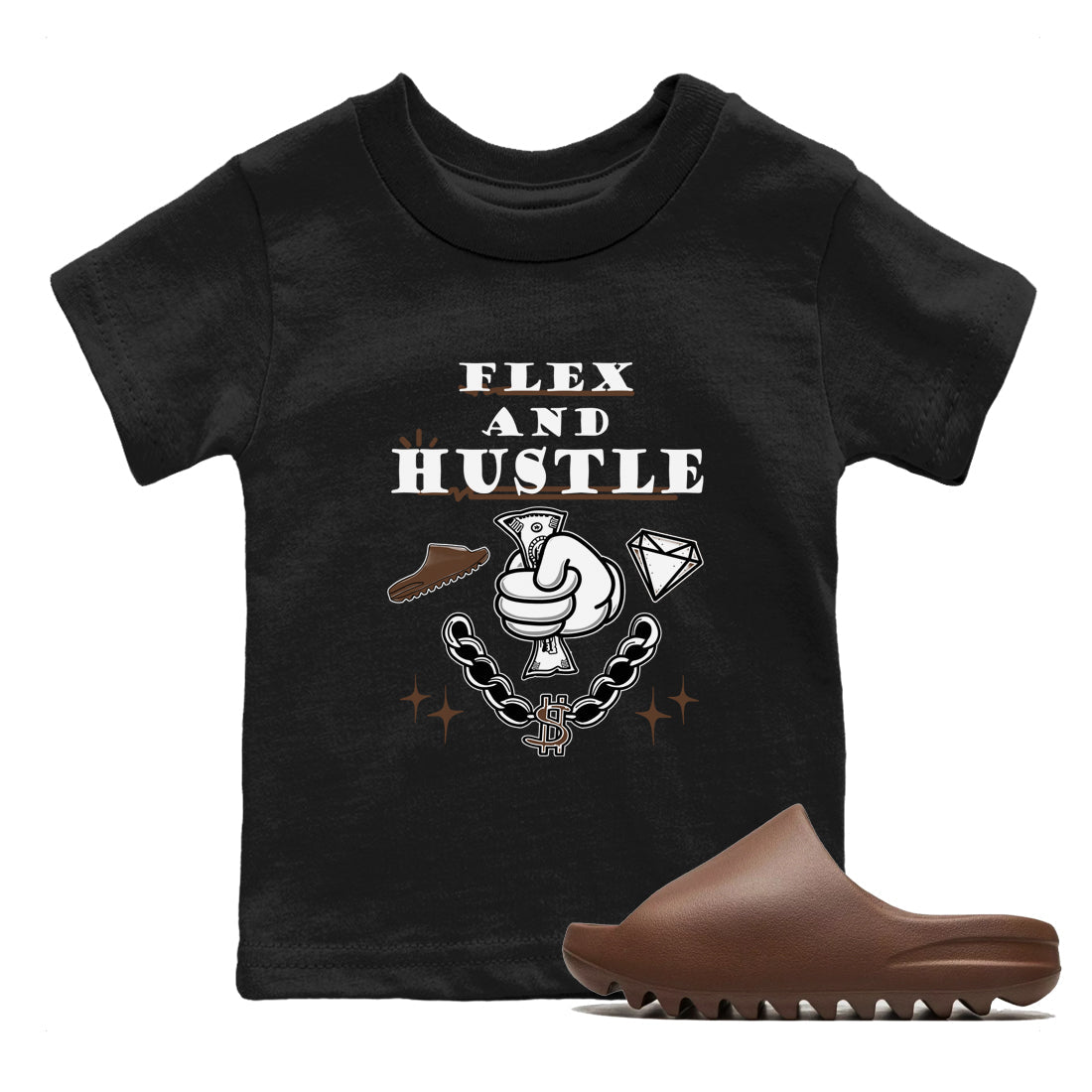 Flex And Hustle snkmatch Tees Kids - Yeezy Slide Flax