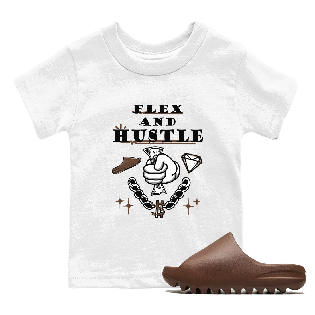 Flex And Hustle snkmatch Tees Kids - Yeezy Slide Flax
