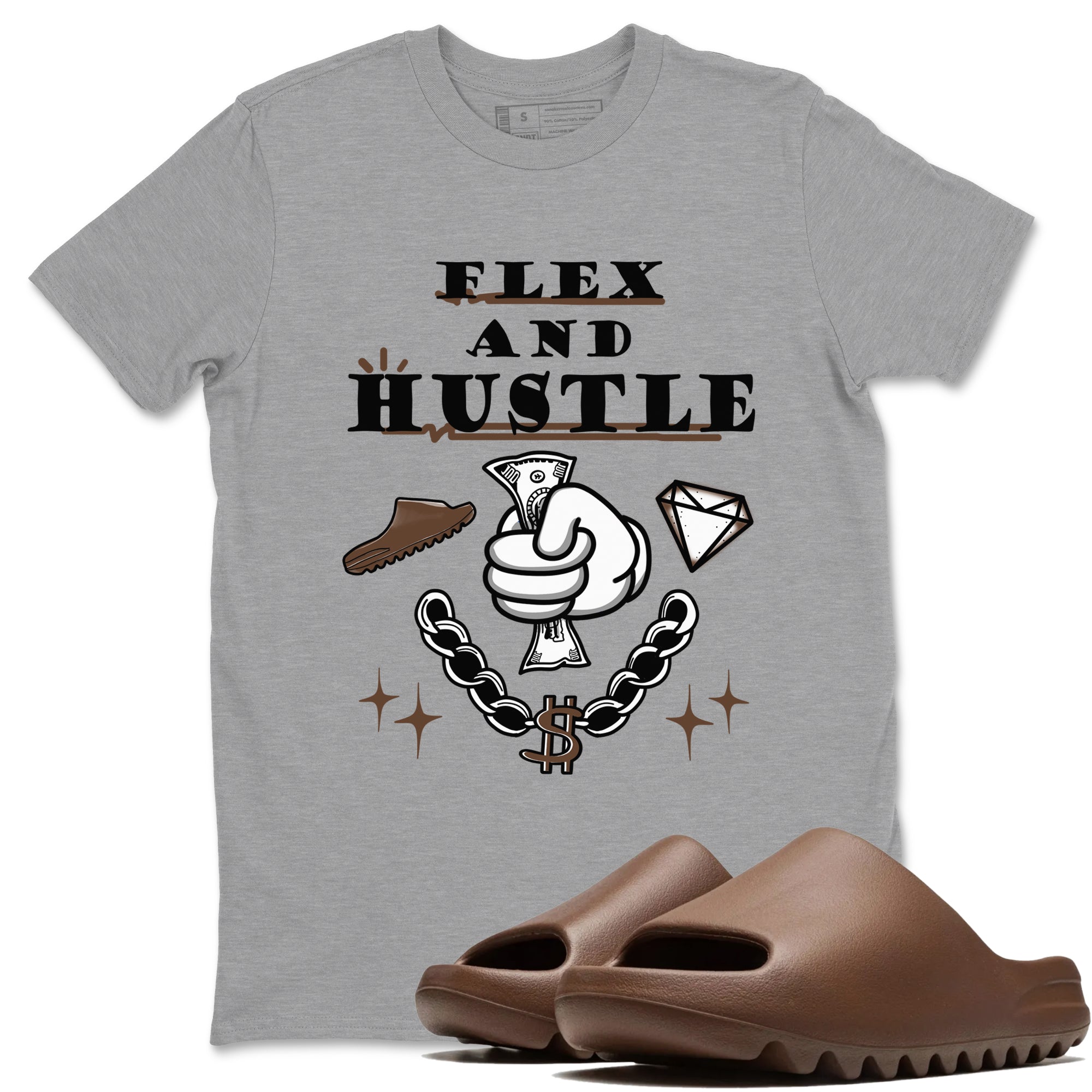 Flex And Hustle snkmatch Tees - Yeezy Slide Flax