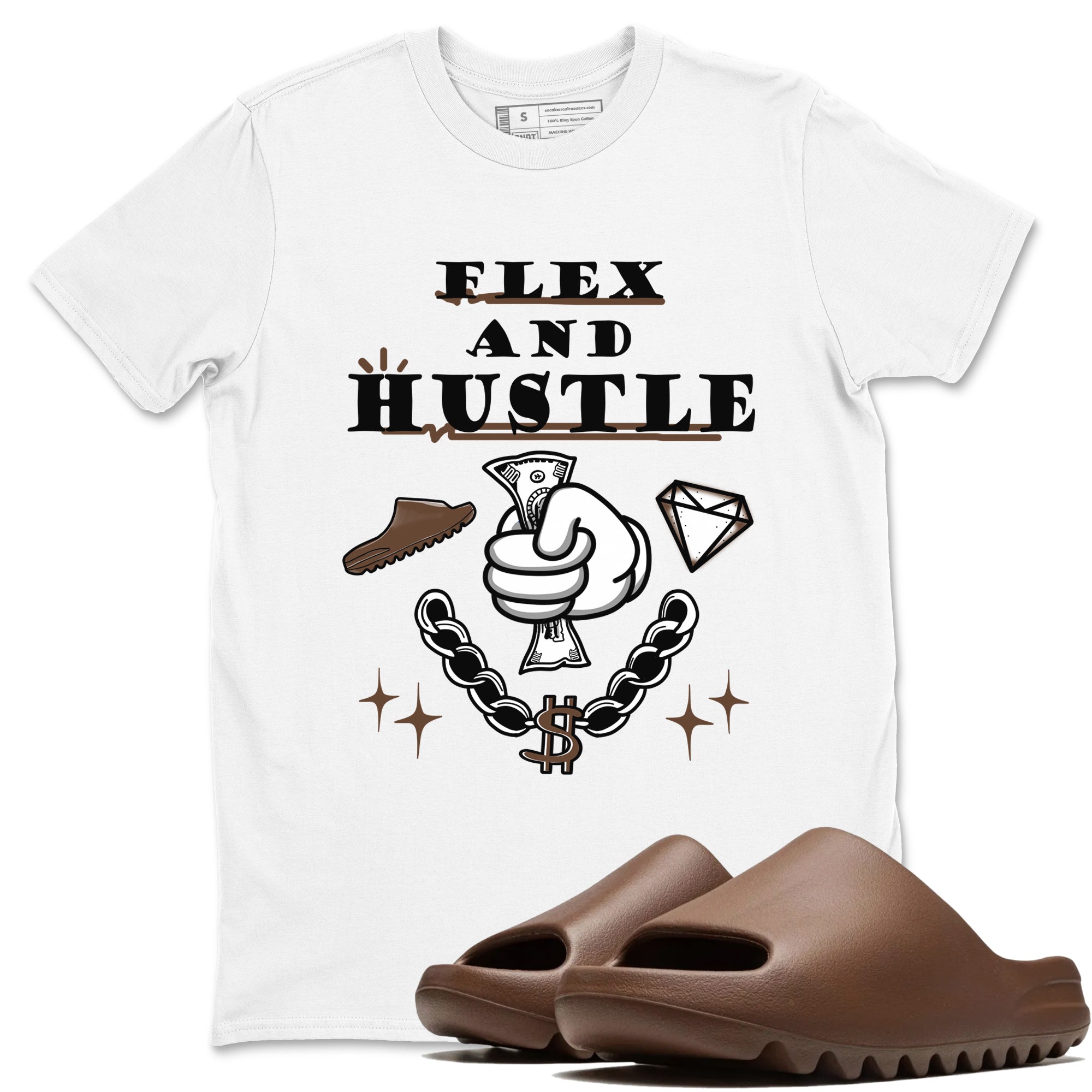 Flex And Hustle snkmatch Tees - Yeezy Slide Flax