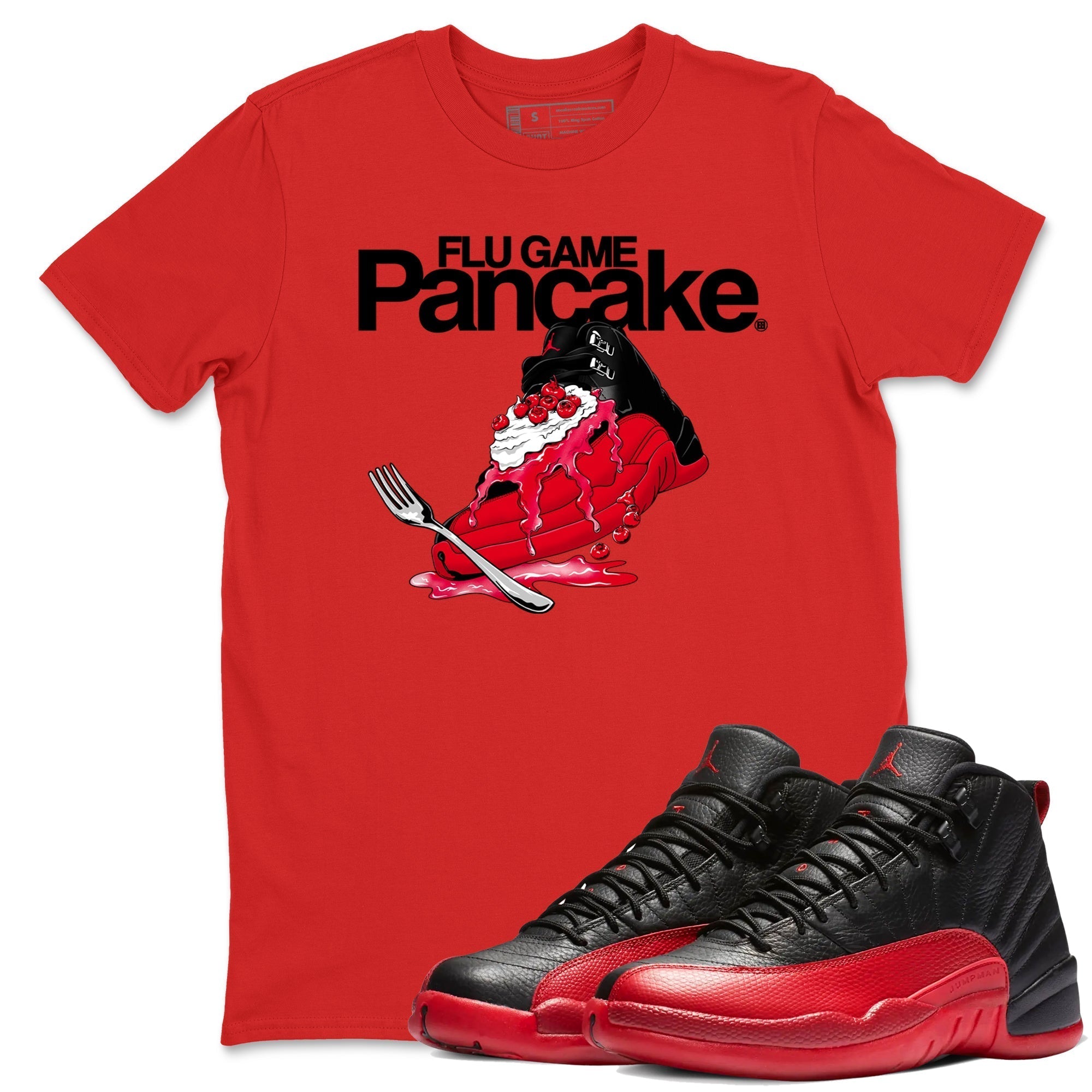 Flu Game Pancake snkmatch Tees - Air Jordan 12 Flu Game