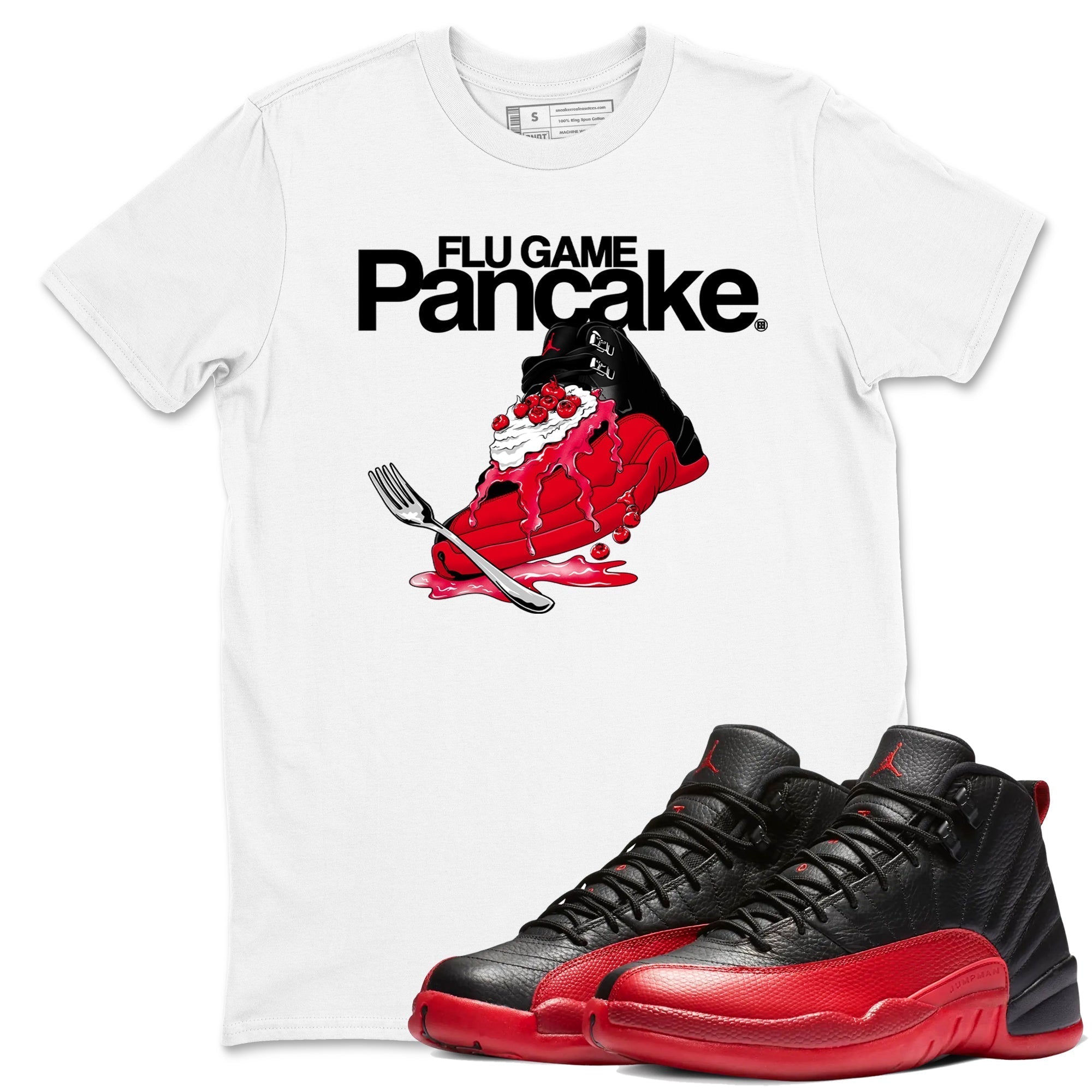 Flu Game Pancake snkmatch Tees - Air Jordan 12 Flu Game