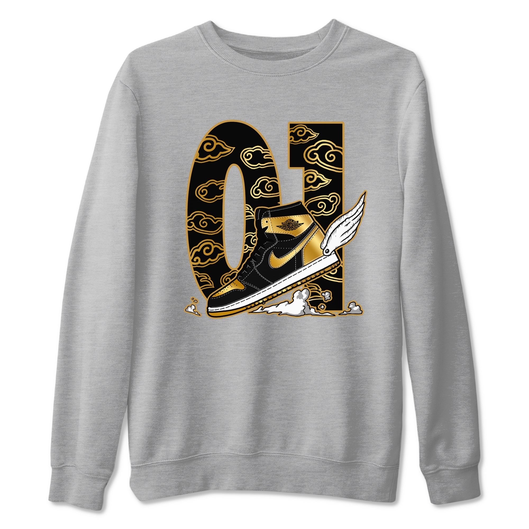 Fly To The Clouds snkmatch Tees - Air Jordan 1 Black Metallic Gold