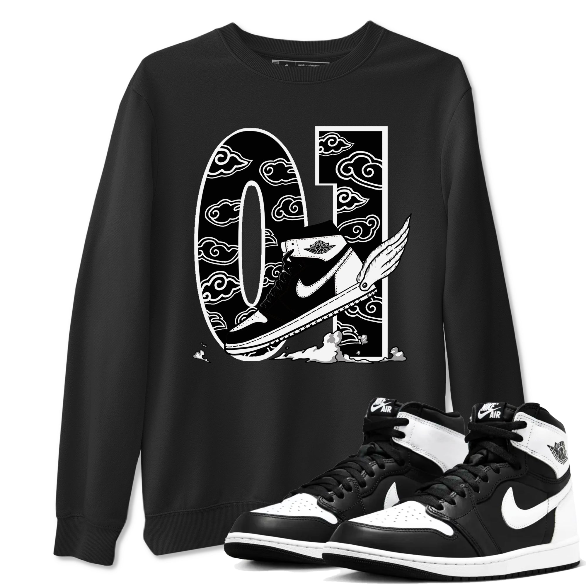 Fly To The Clouds snkmatch Tees - Air Jordan 1 Black White
