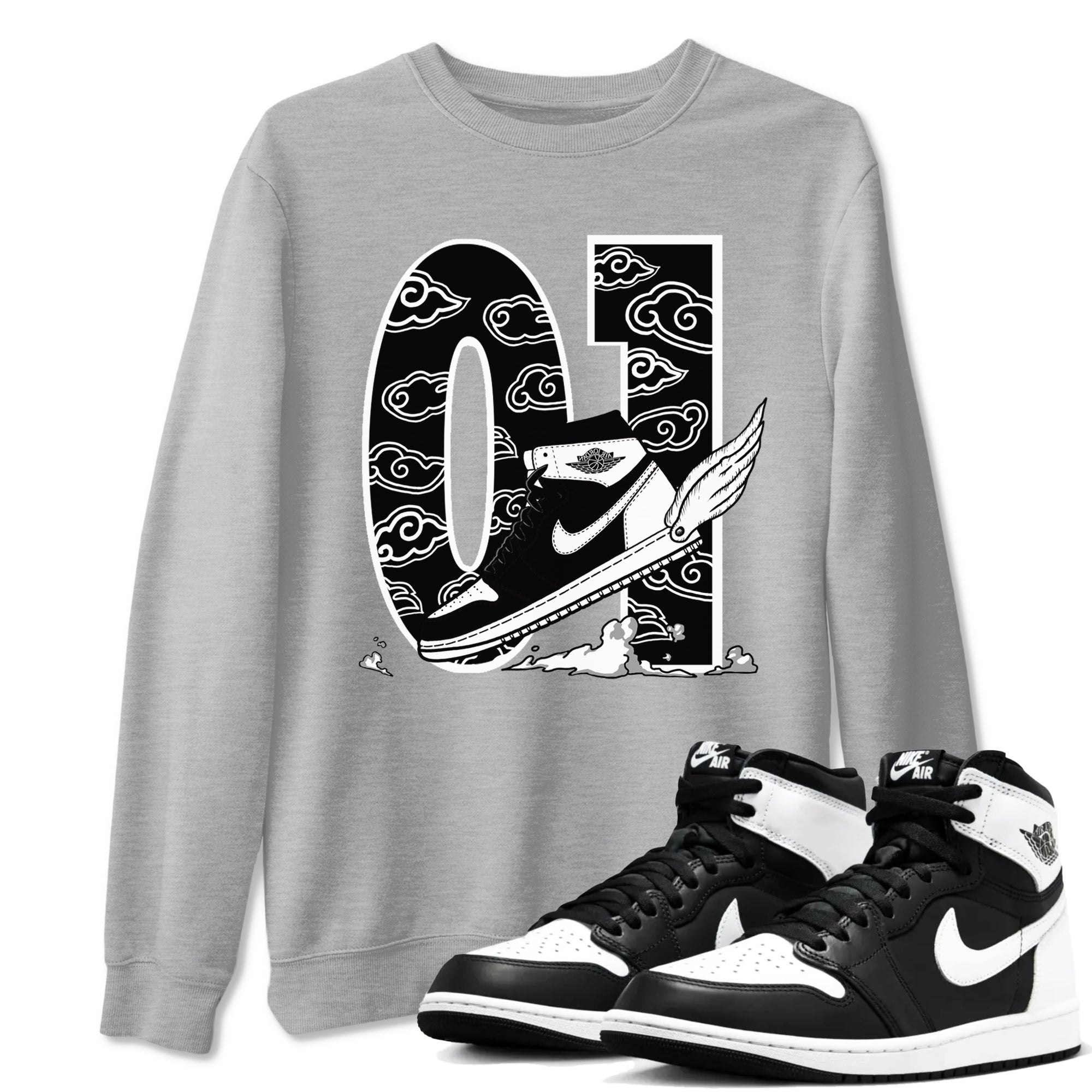 Fly To The Clouds snkmatch Tees - Air Jordan 1 Black White