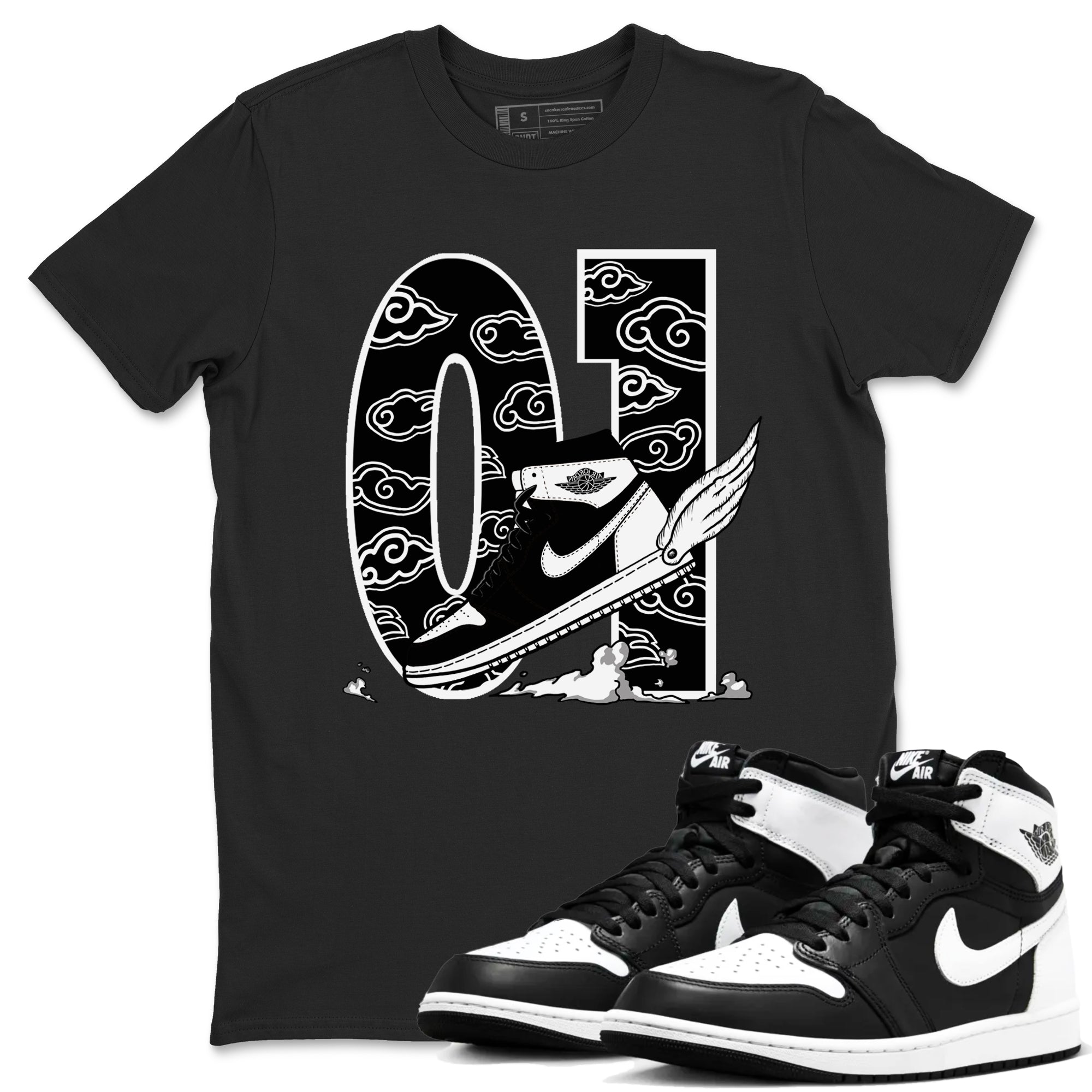 Fly To The Clouds snkmatch Tees - Air Jordan 1 Black White