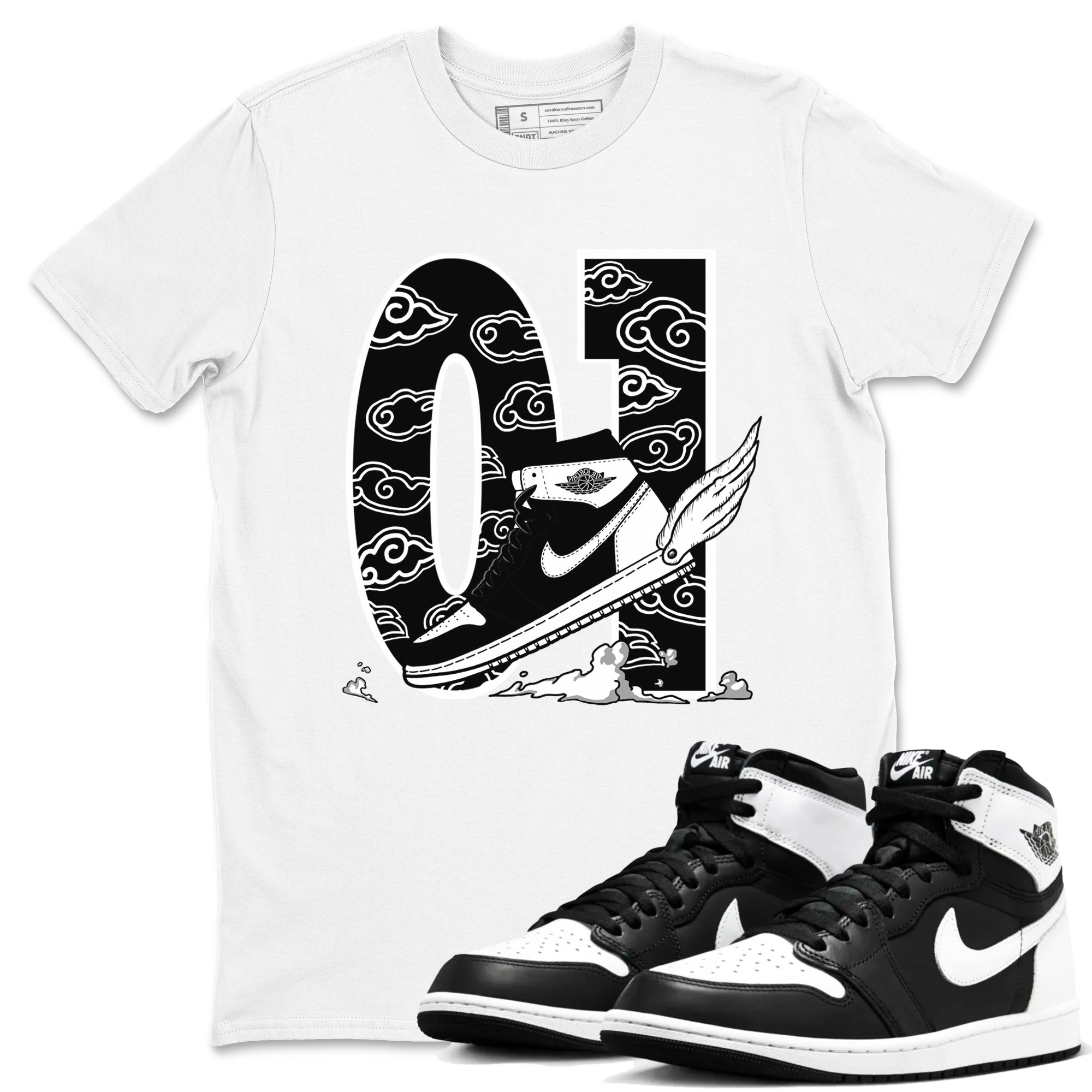 Fly To The Clouds snkmatch Tees - Air Jordan 1 Black White