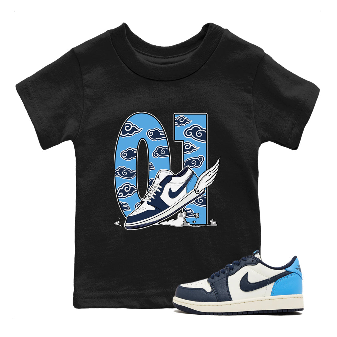 Fly To The Clouds snkmatch Tees Kids - Air Jordan 1 Obsidian