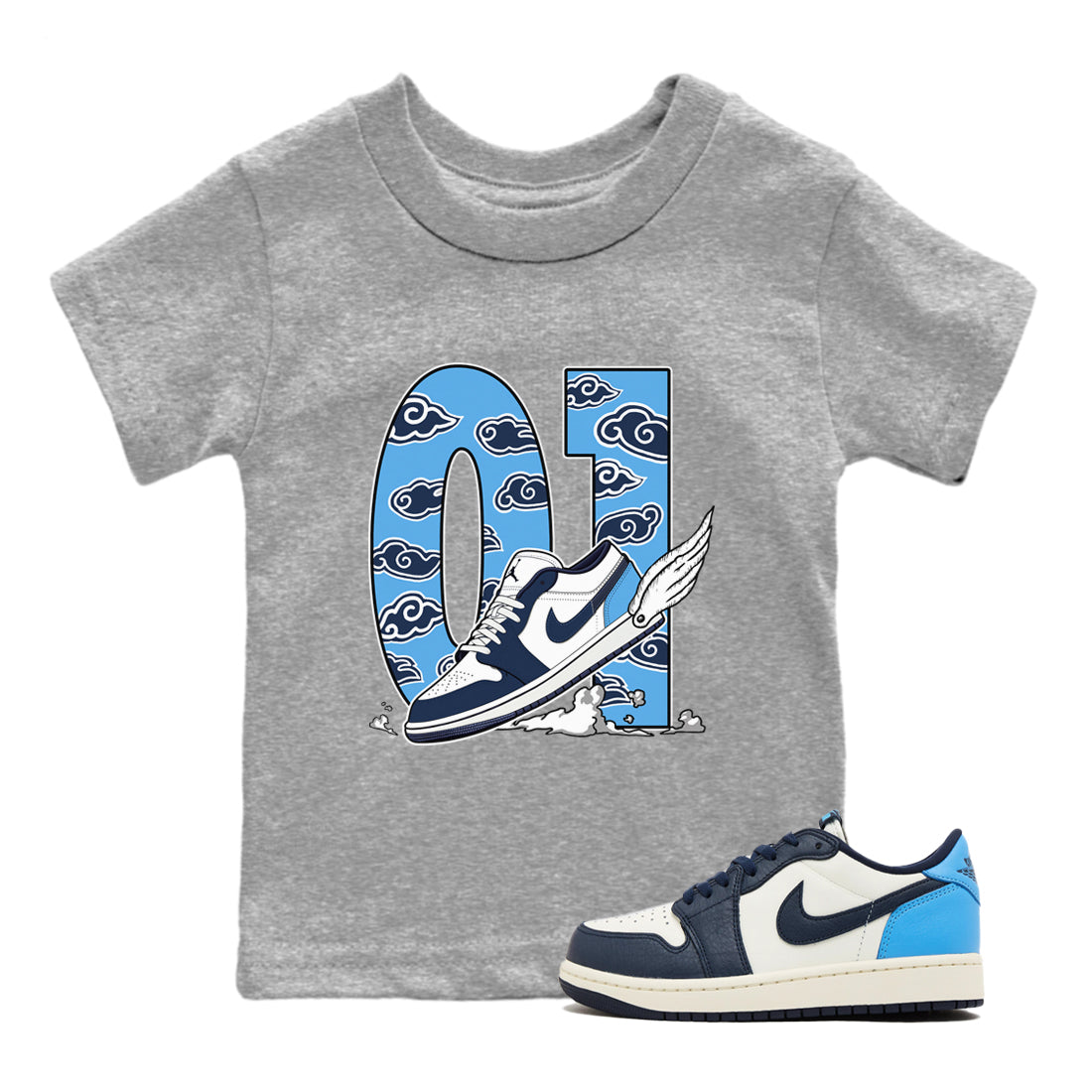 Fly To The Clouds snkmatch Tees Kids - Air Jordan 1 Obsidian