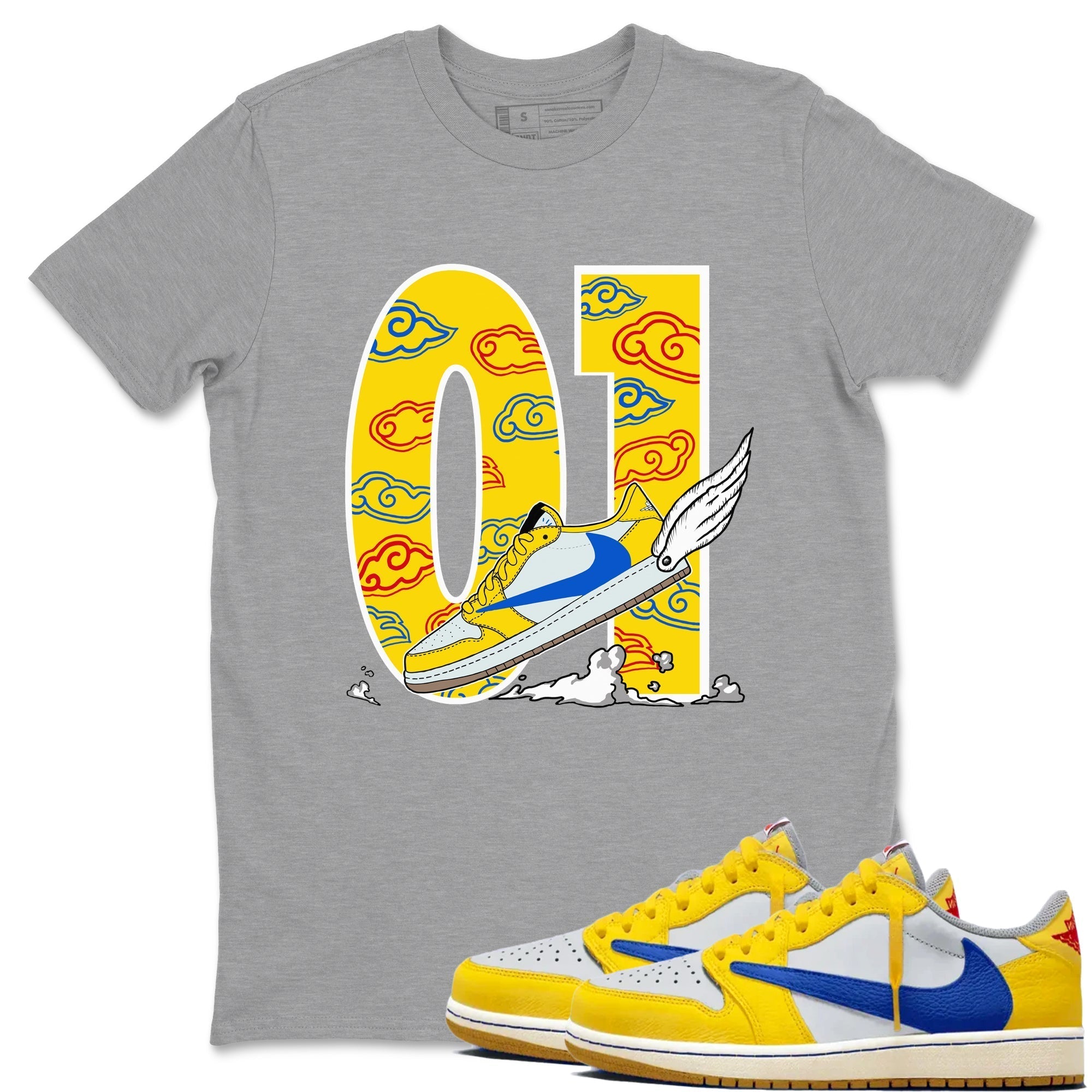 Fly To The Clouds snkmatch Tees - Air Jordan 1 Travis Scott Canary