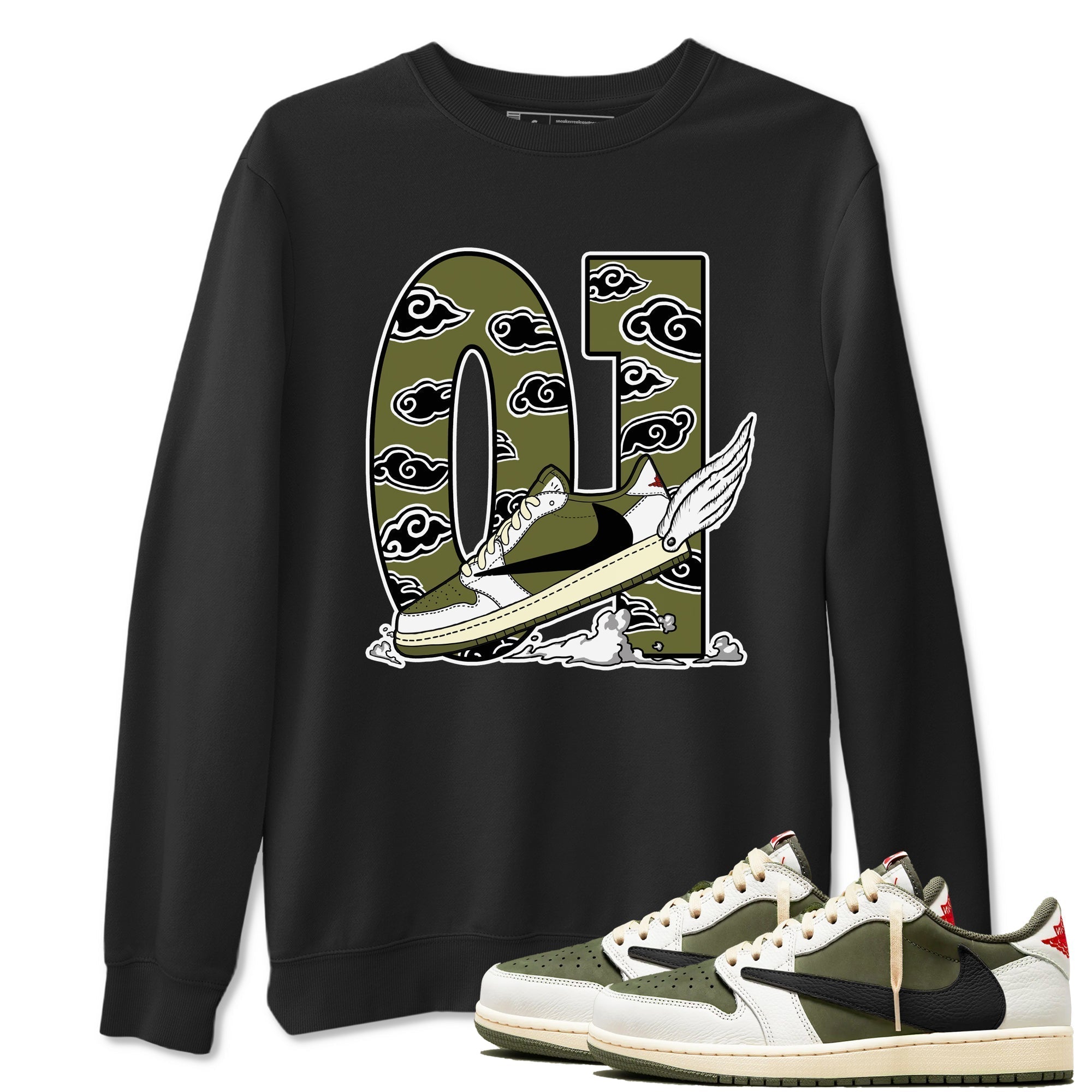 Fly To The Clouds snkmatch Tees - Air Jordan 1 Travis Scott Medium Olive