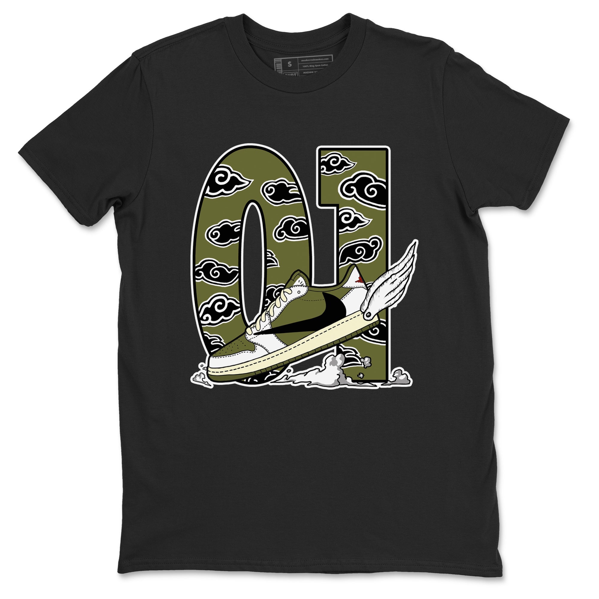 Fly To The Clouds snkmatch Tees - Air Jordan 1 Travis Scott Medium Olive