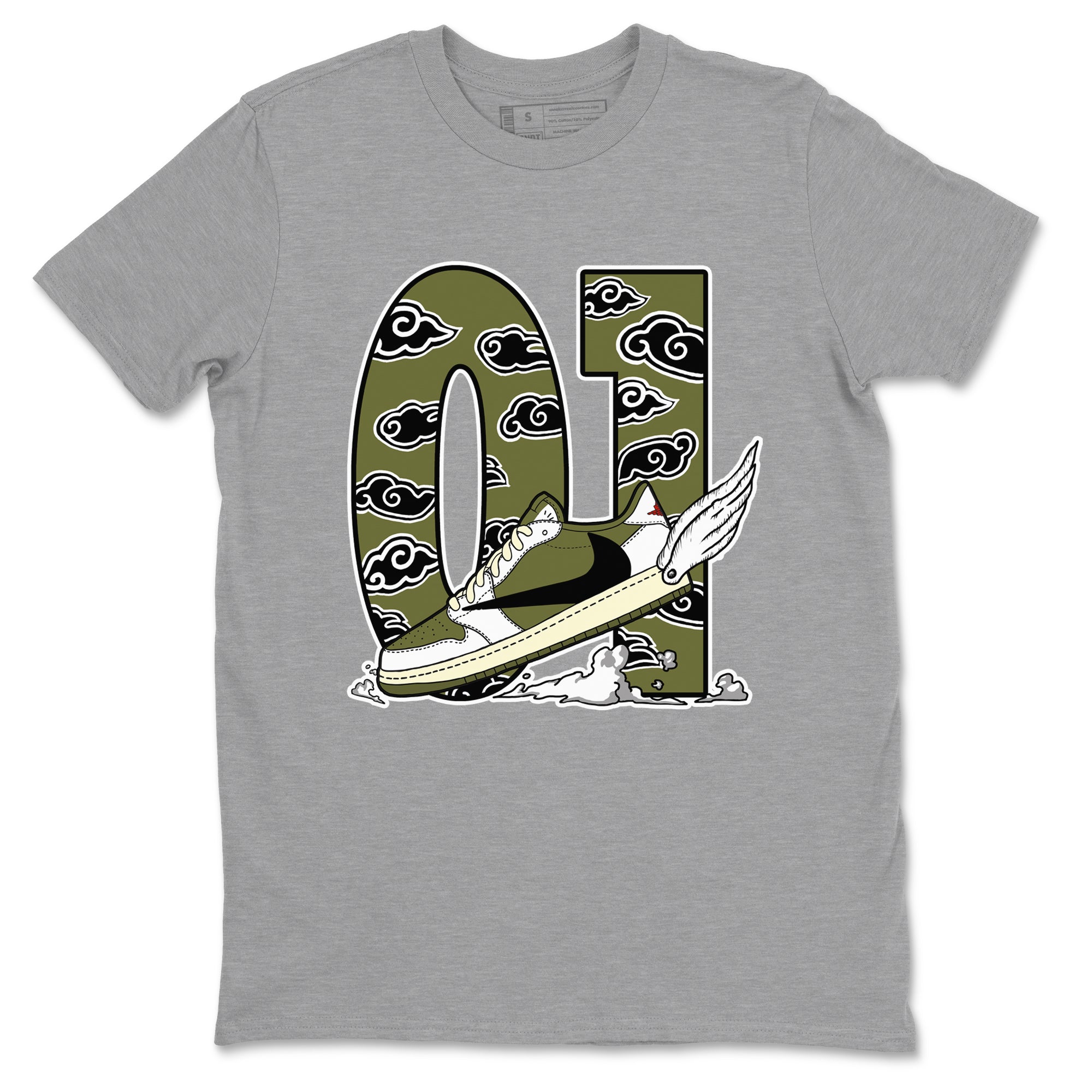 Fly To The Clouds snkmatch Tees - Air Jordan 1 Travis Scott Medium Olive