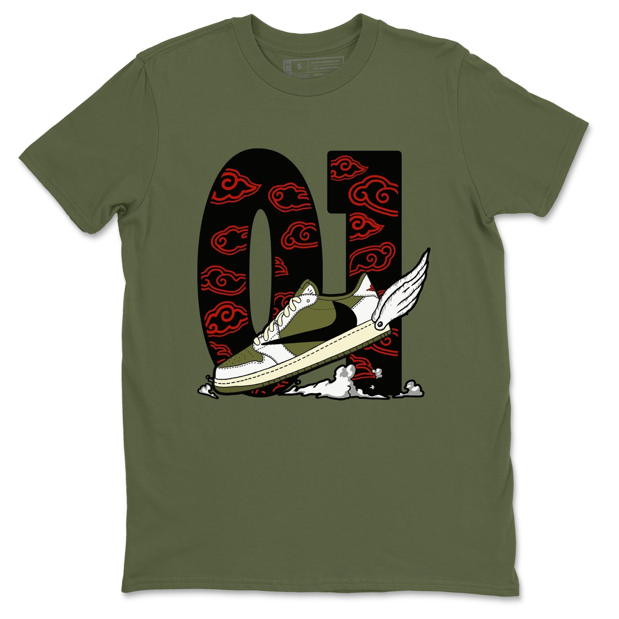 Fly To The Clouds snkmatch Tees - Air Jordan 1 Travis Scott Medium Olive