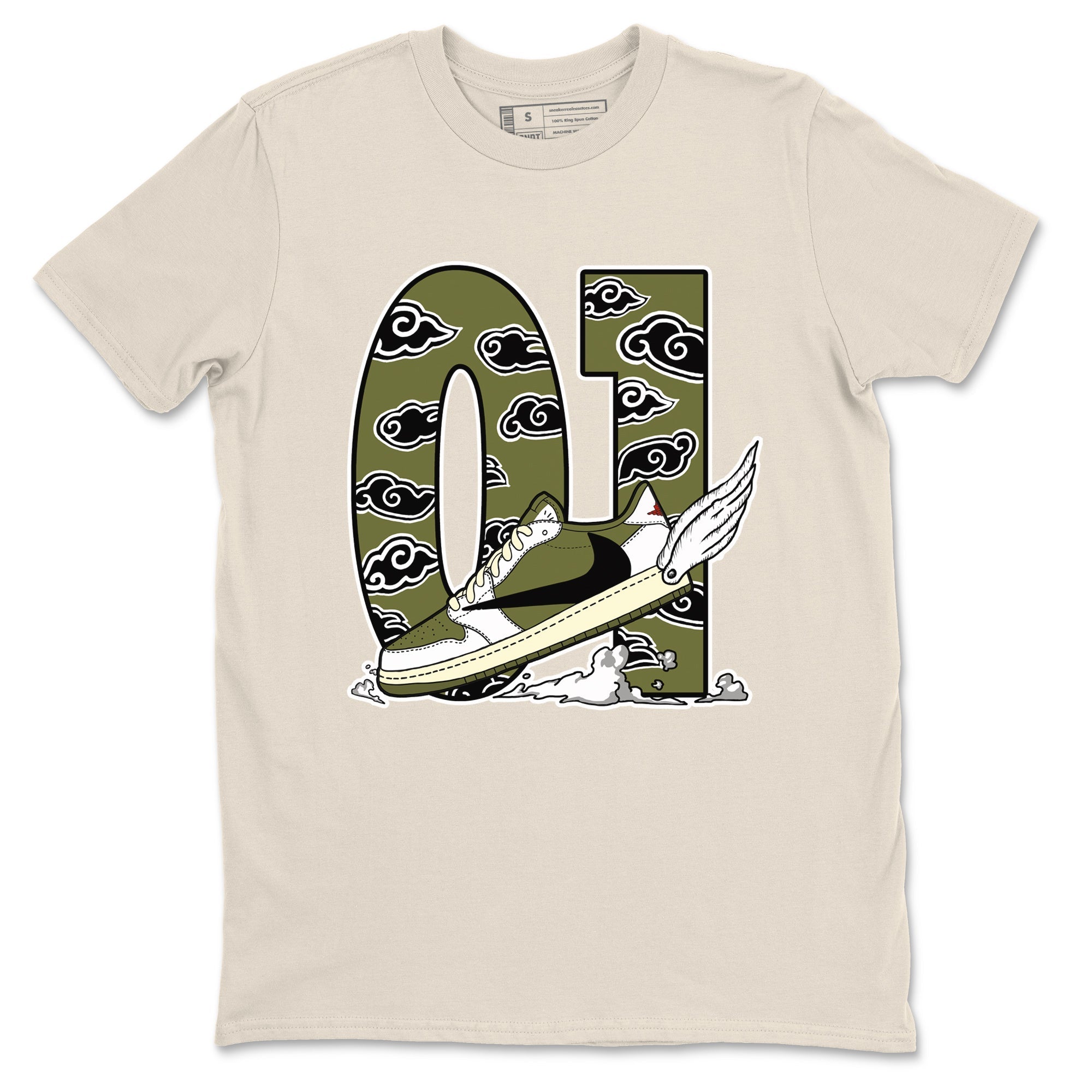 Fly To The Clouds snkmatch Tees - Air Jordan 1 Travis Scott Medium Olive